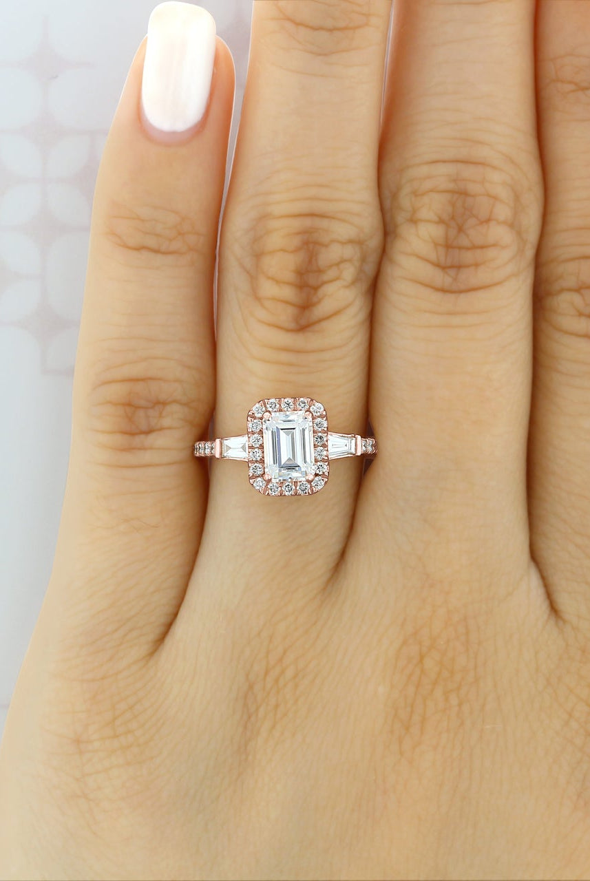 Pink moissanite engagement ring USA