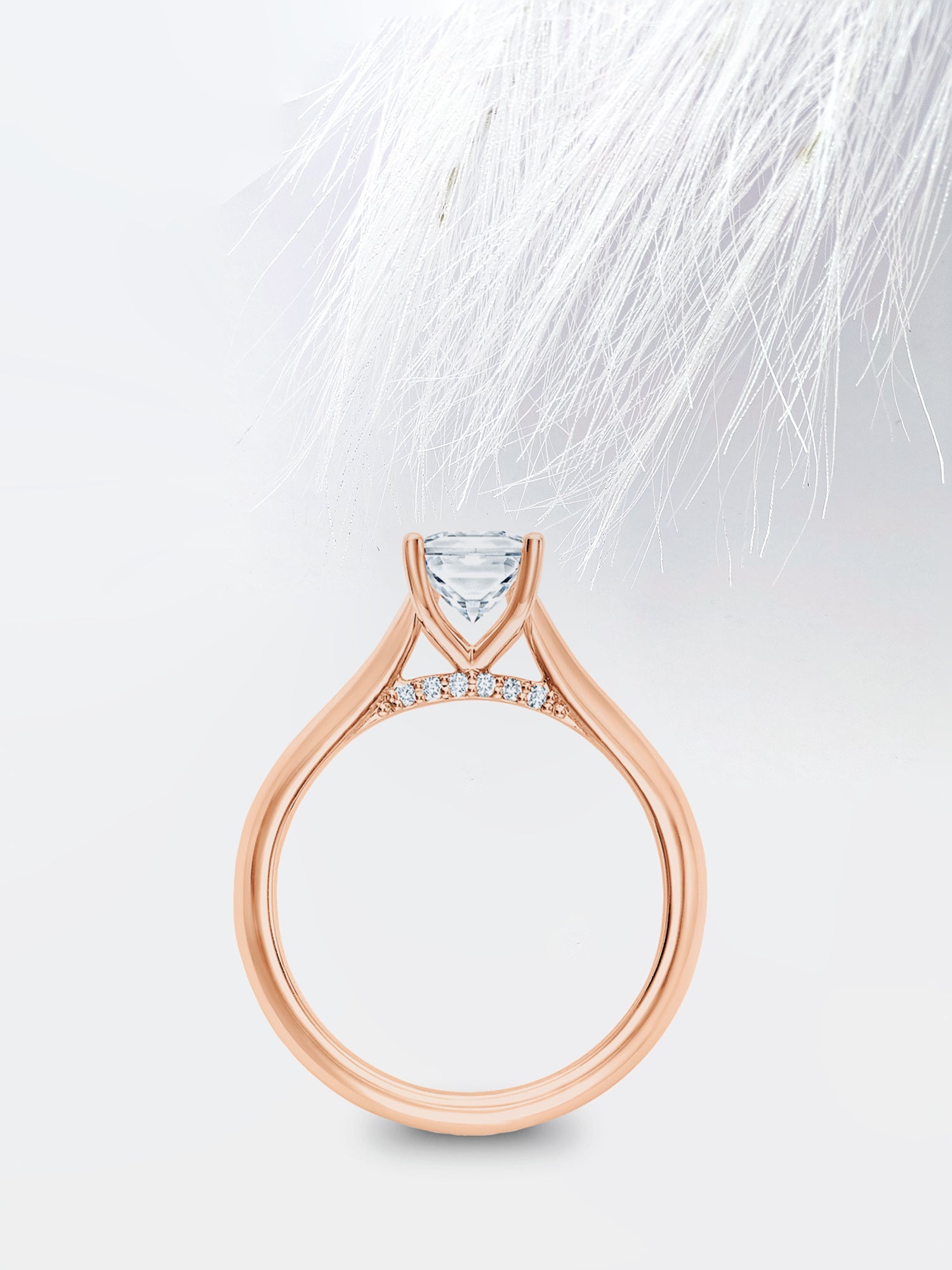 Round Cut Hidden Halo Diamond Moissanite Engagement Ring For Women