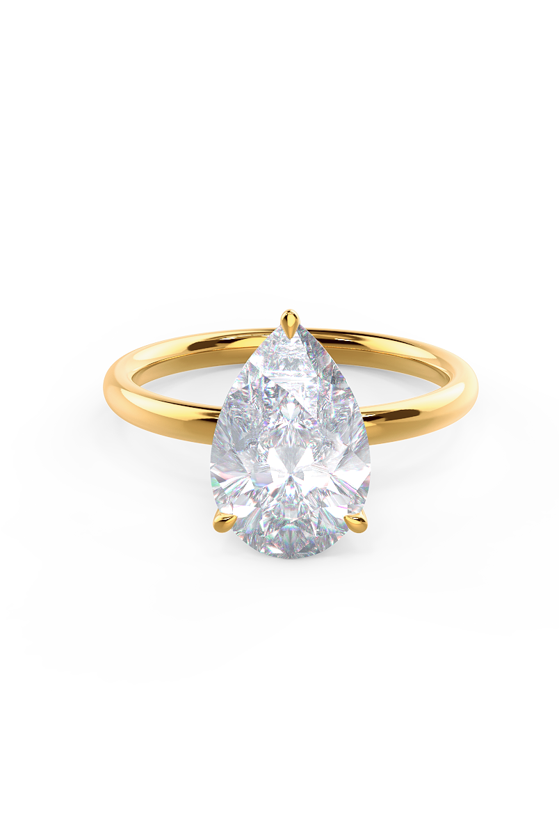 2.0ct Three Prong Pear Moissanite Diamond Solitare Engagement Ring For Her