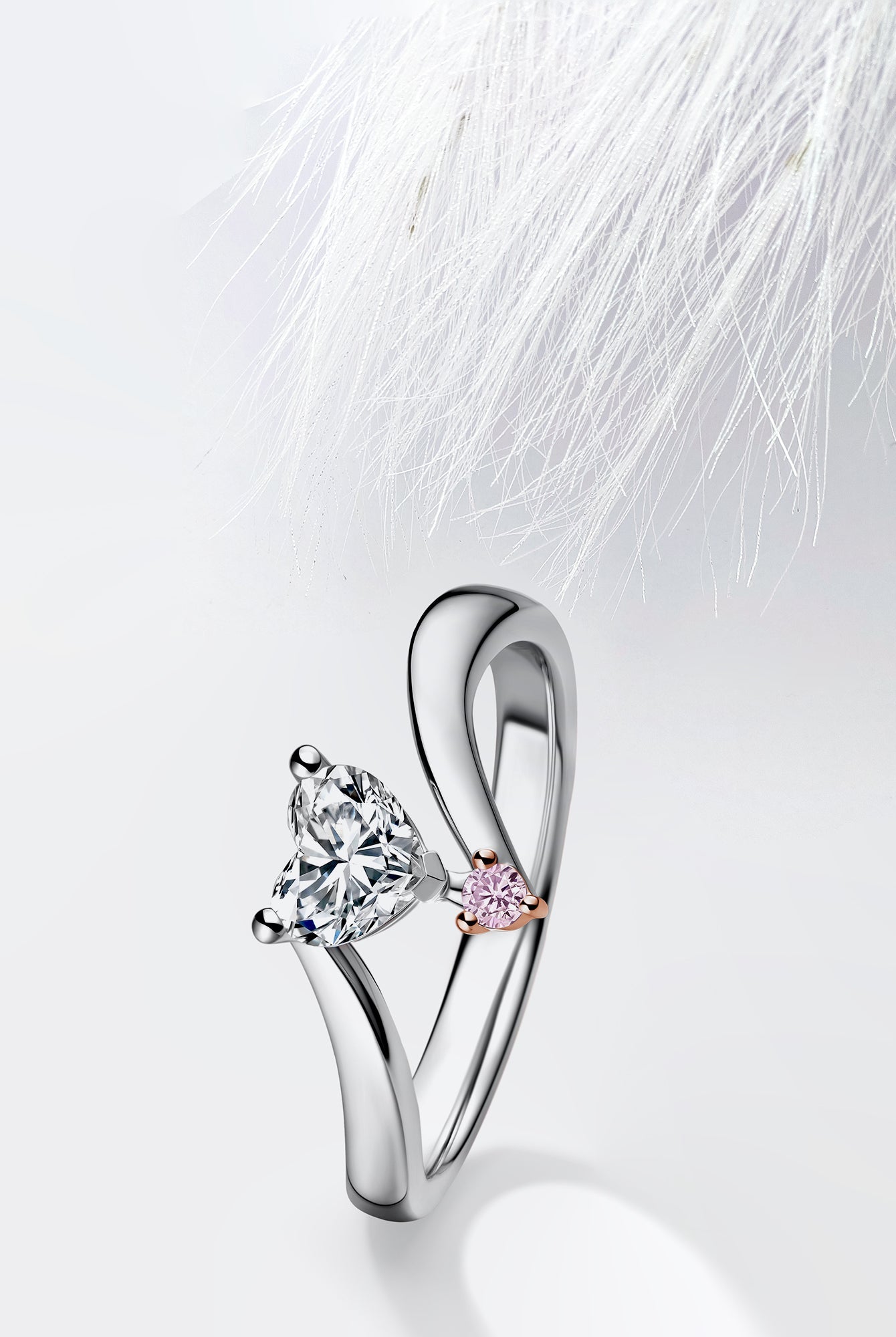 Heart Diamond Two Stone Moissanite Engagement Ring For Women