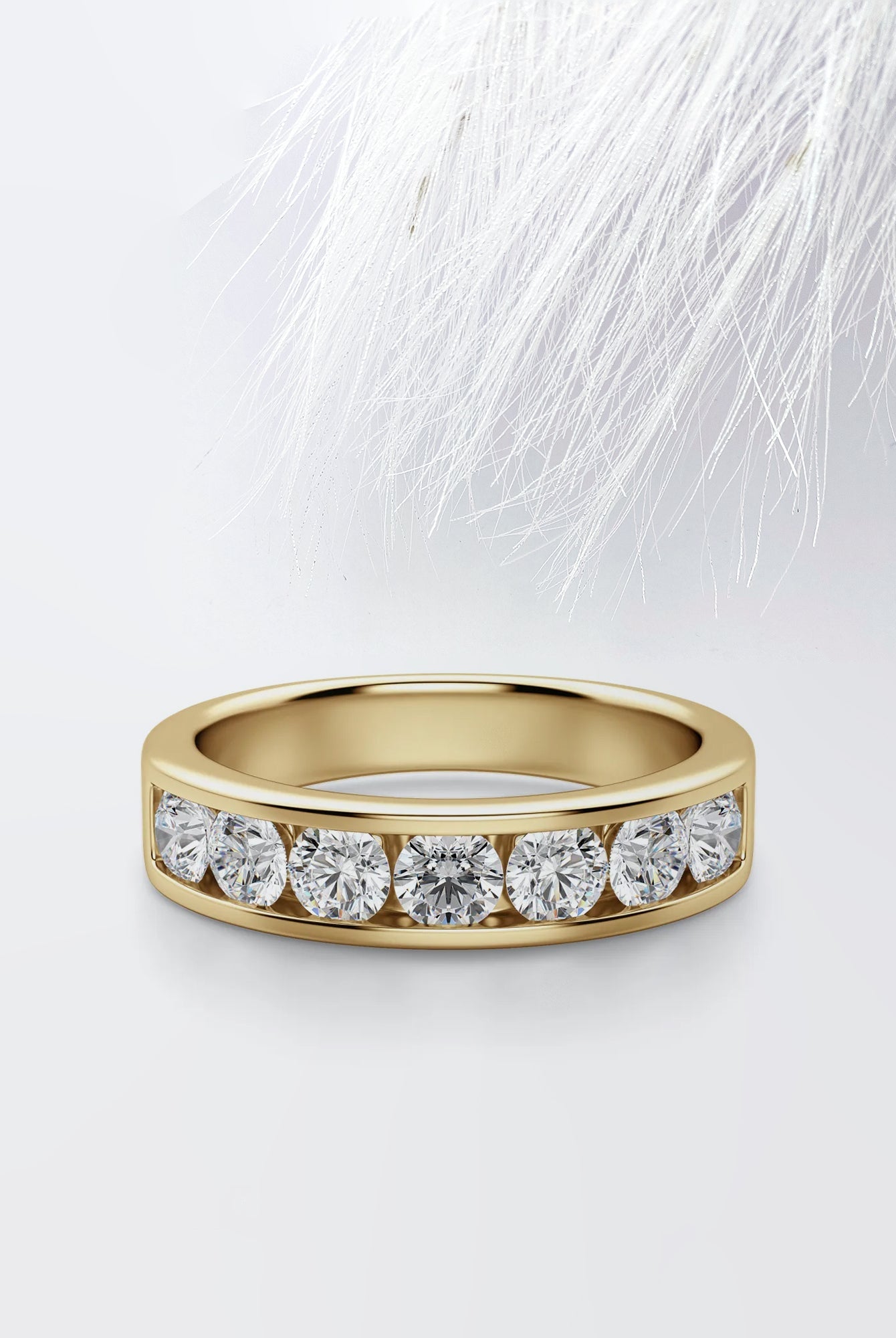 Round Cut Moissanite Seven Stone Diamond Wedding Band