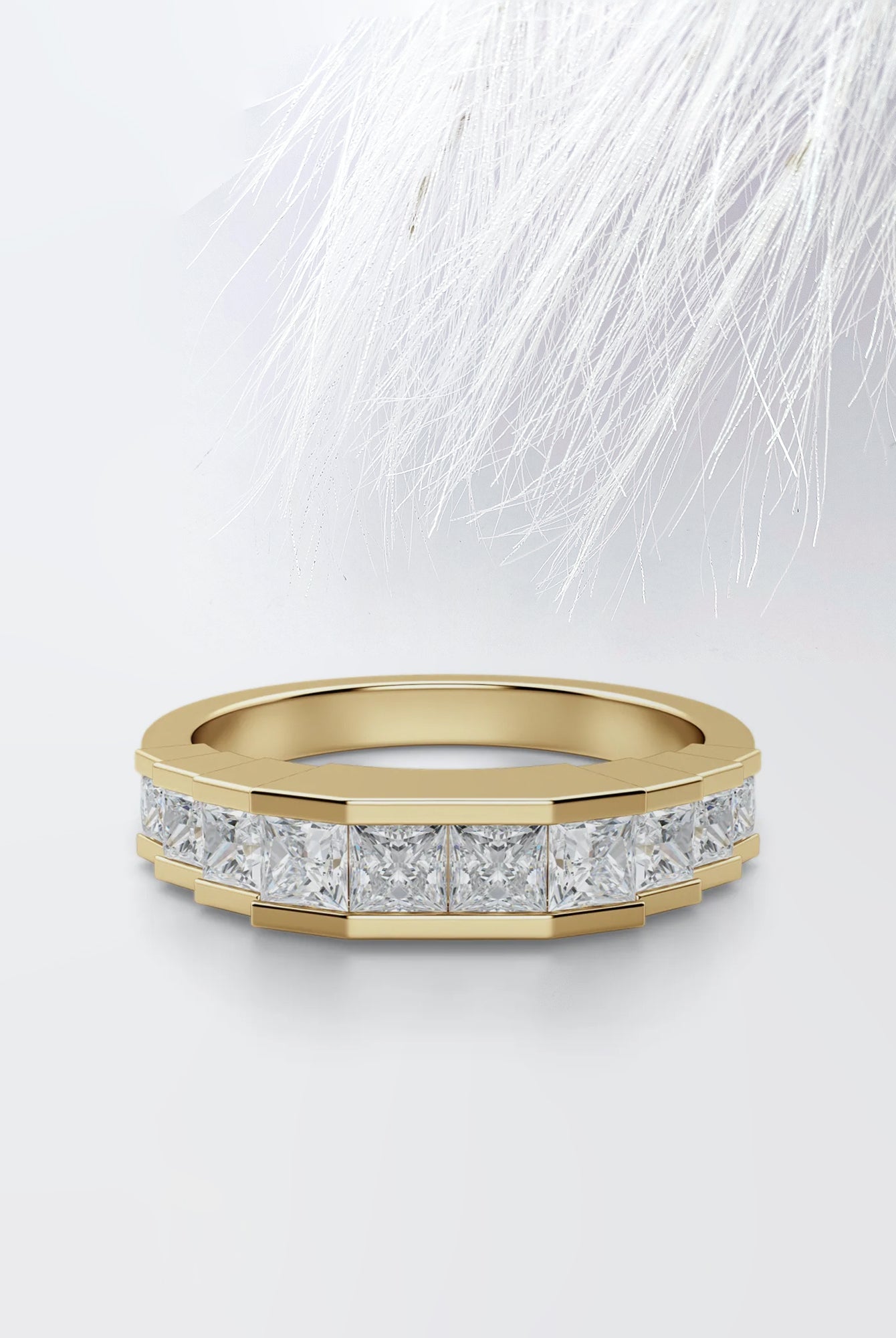 Princess Cut Moissanite Channel Set Diamond Wedding Band