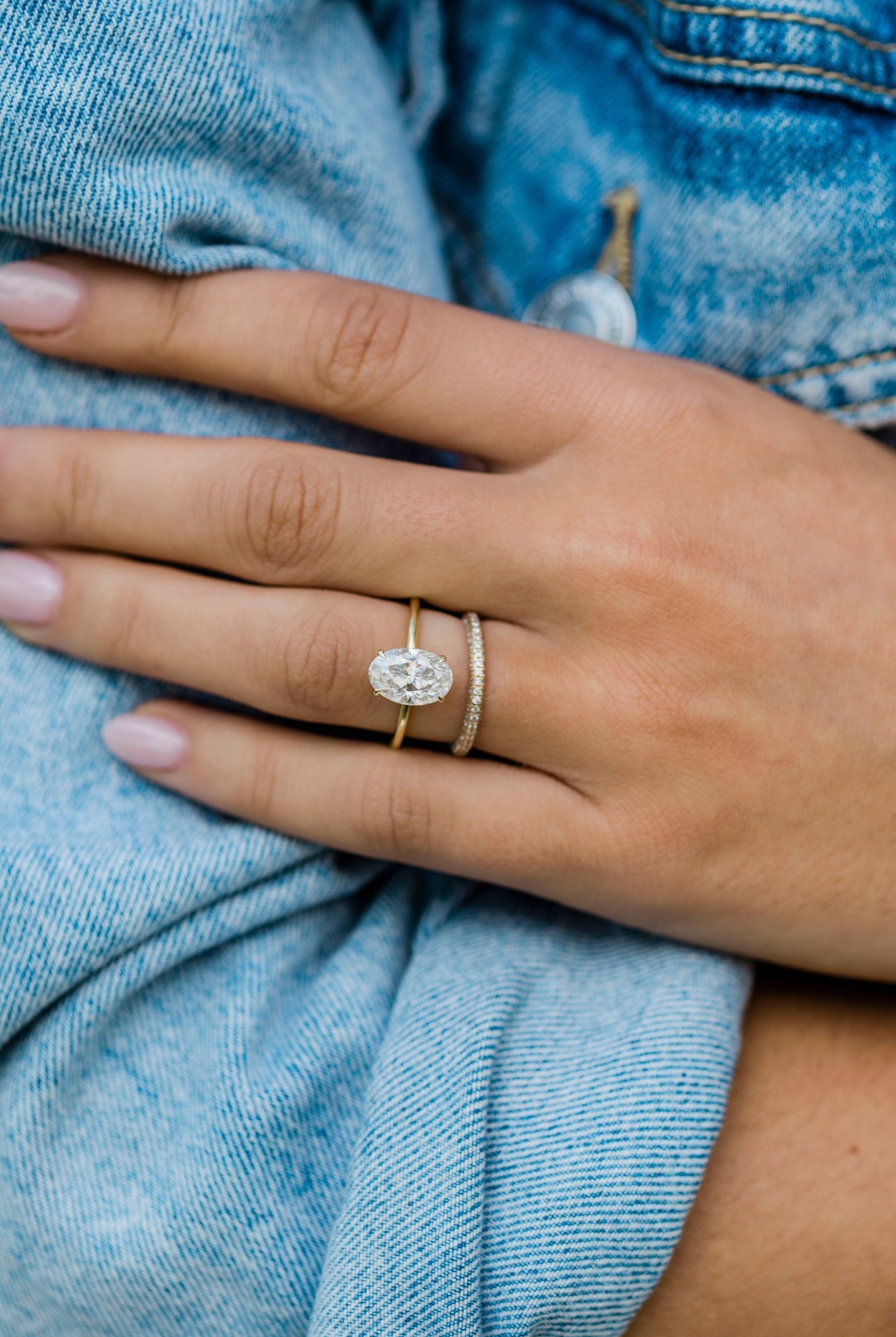 2.70CT Oval Hidden Halo Moissanite Diamond Solitaire Engagement Ring For Women