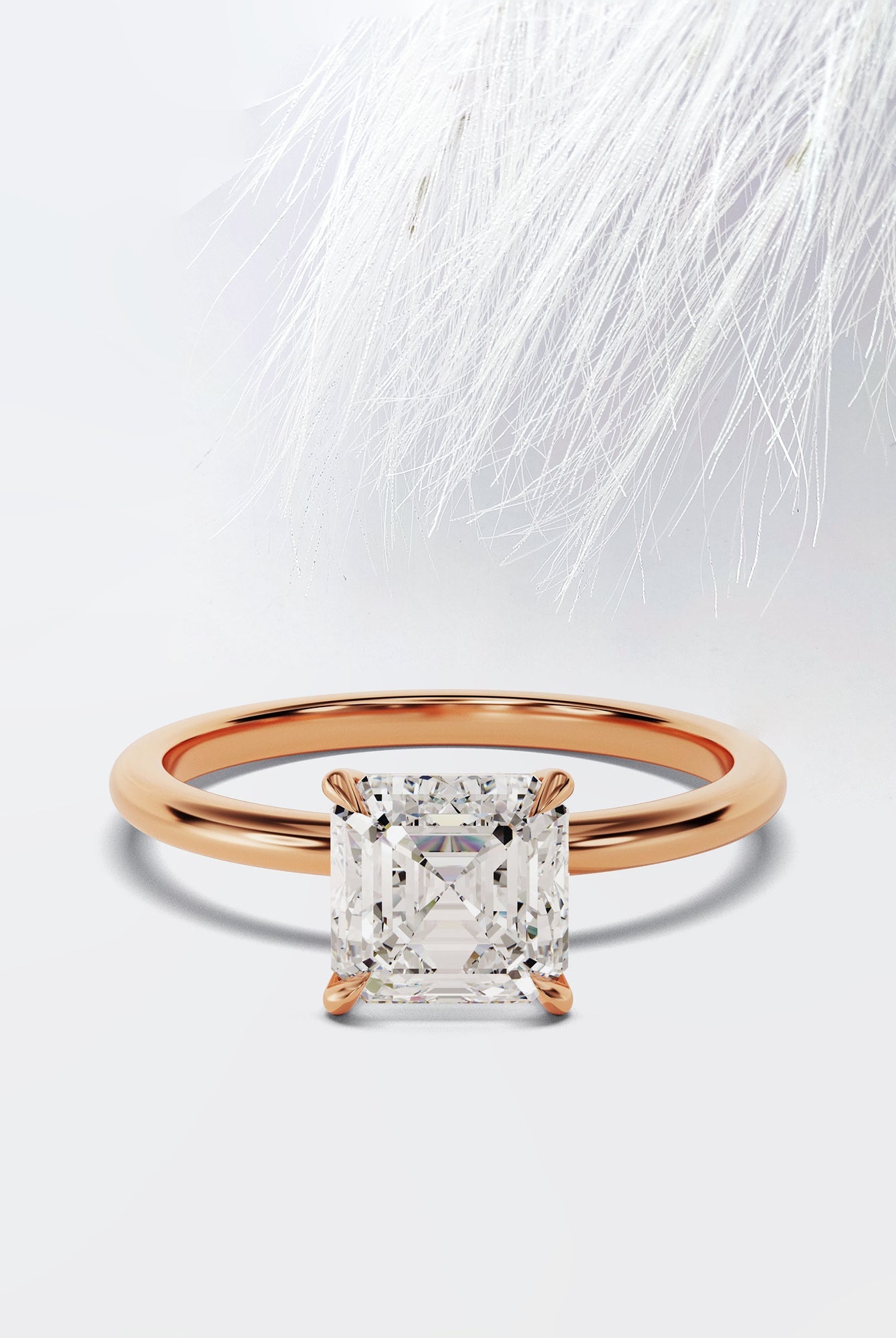 Asscher Cut Moissanite Solitaire Engagement Ring For Women