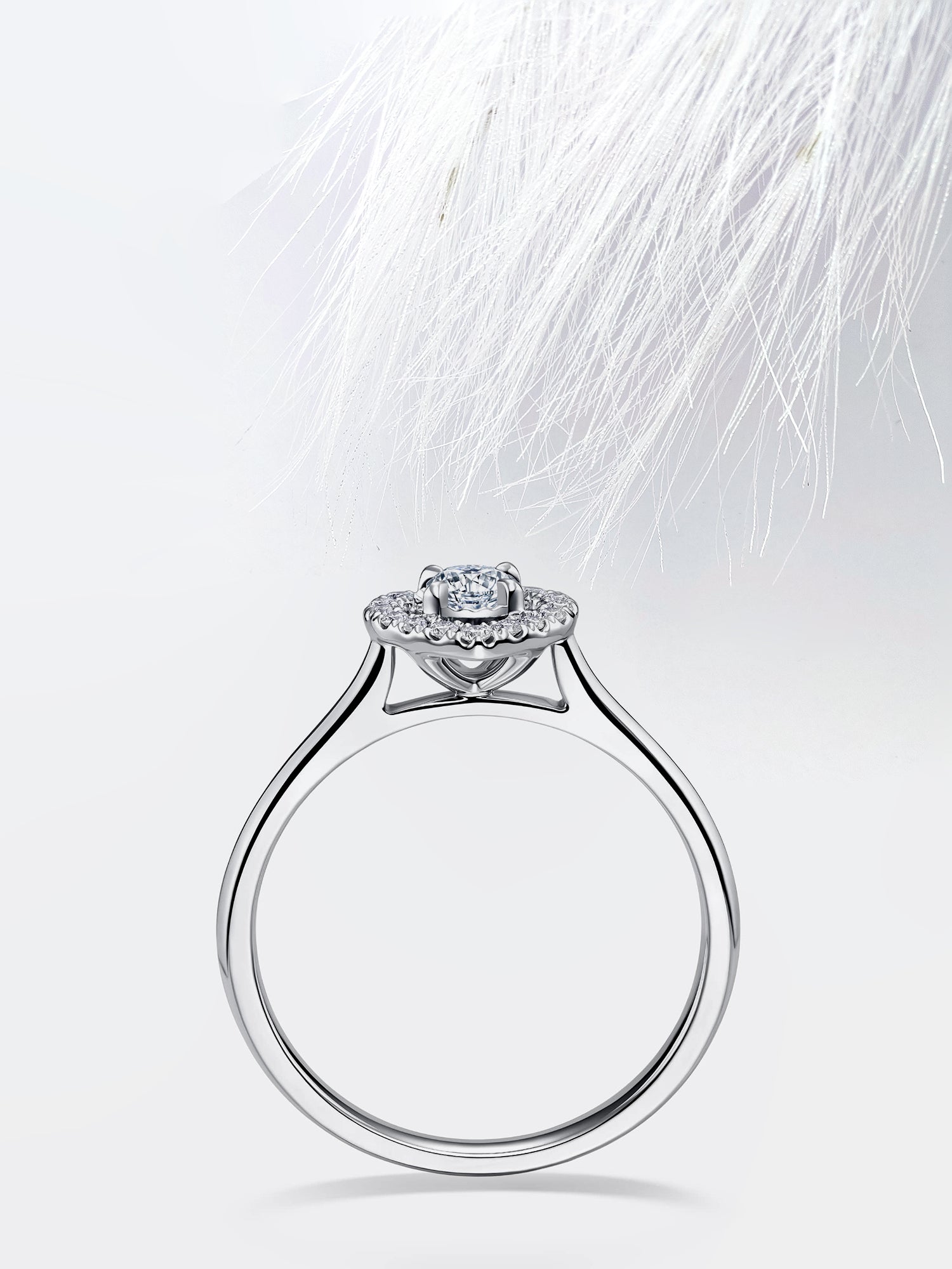 Round Diamond Halo Moissanite Engagement Ring For Women