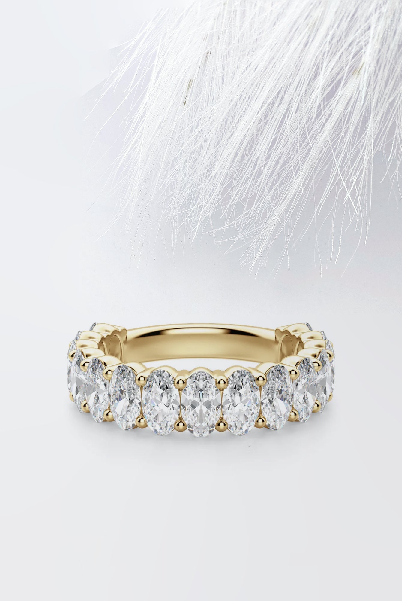 Oval Cut Moissanite Prong Diamond Wedding Band in White Gold