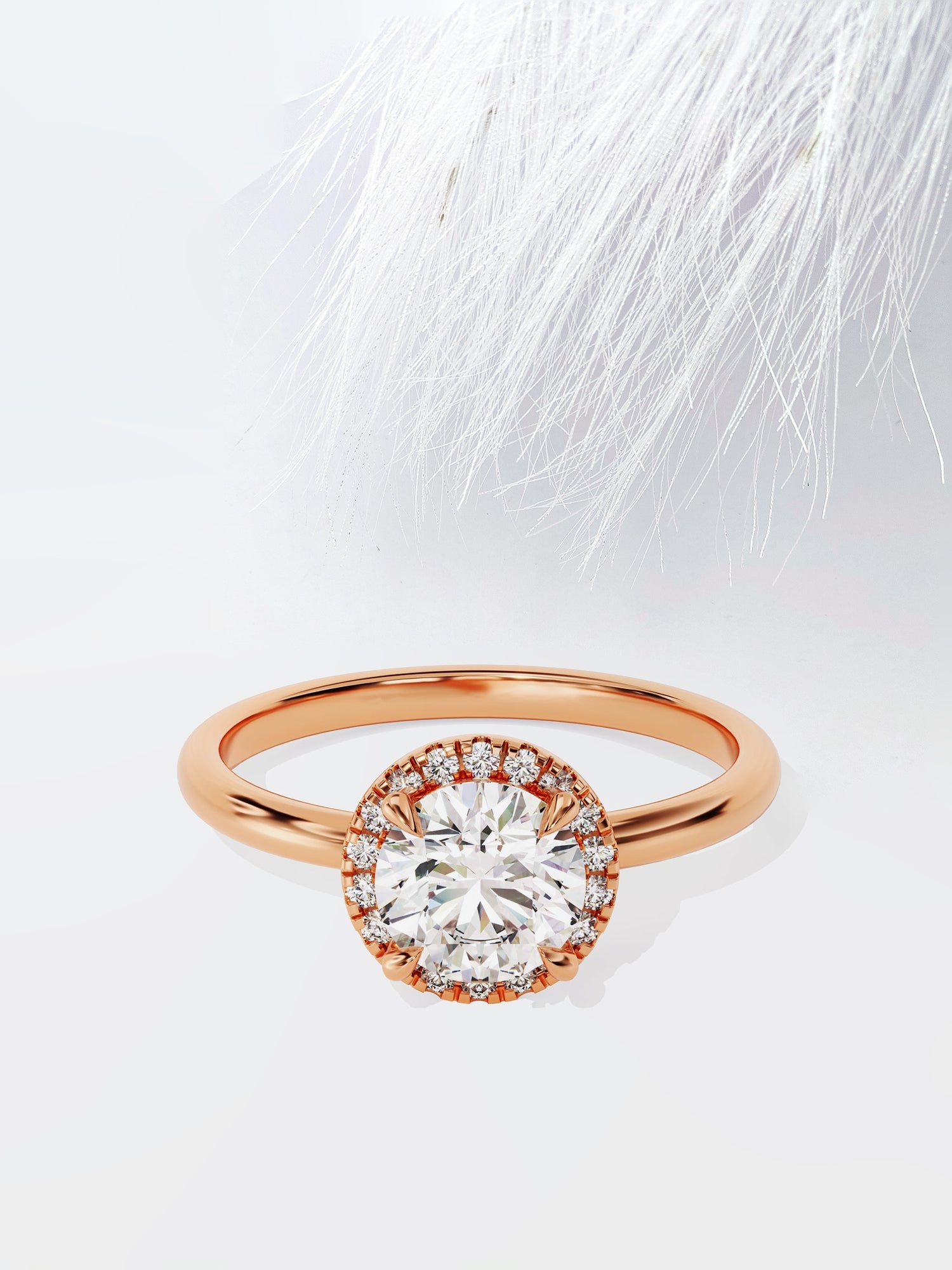 Round Cut Diamond Halo Moissanite Diamond Engagement Ring For Women