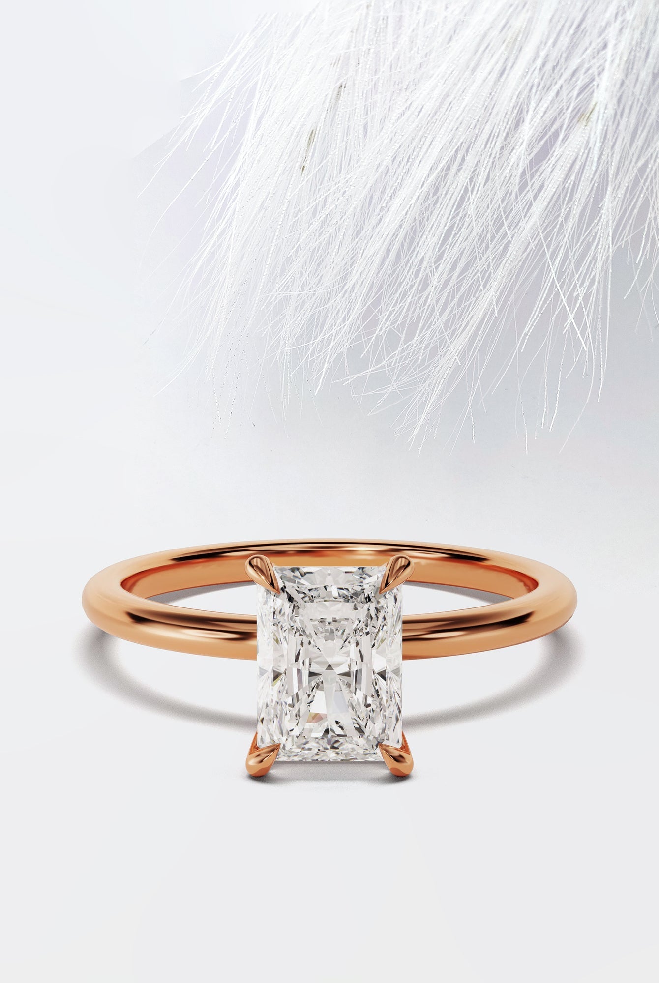 Radiant Cut Moissanite Solitaire Diamond Engagement Ring
