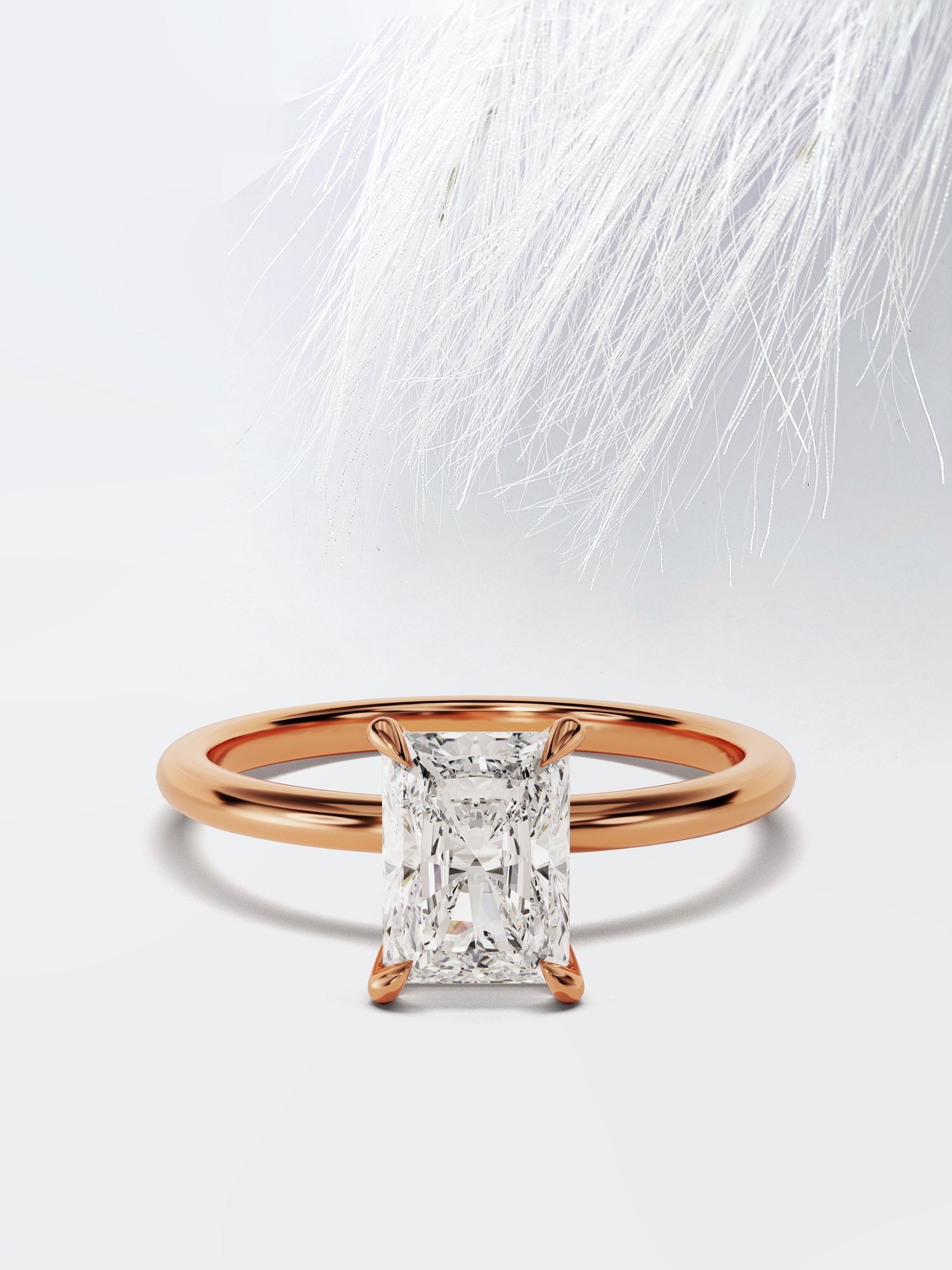 Radiant Cut Moissanite Solitaire Diamond Engagement Ring