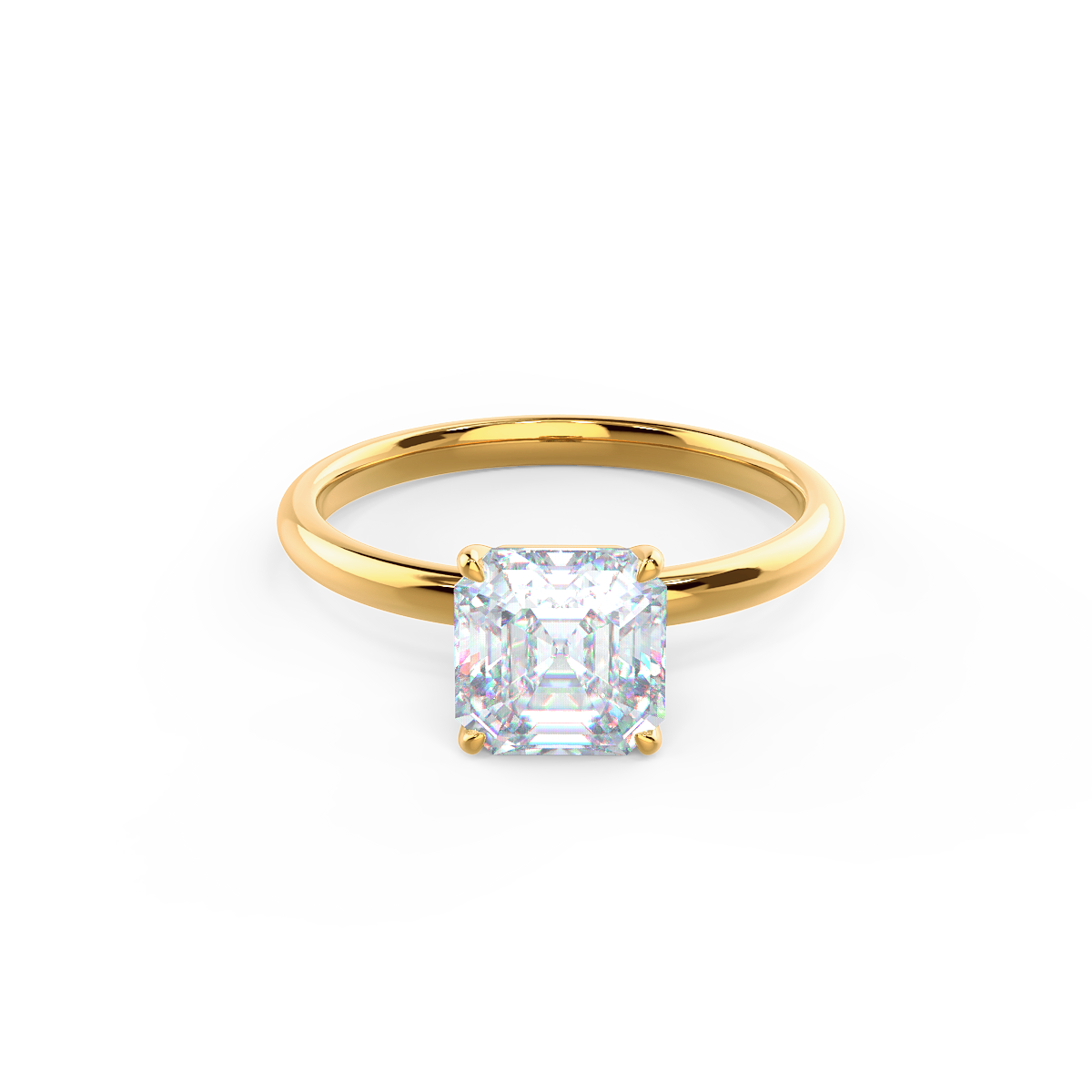 2.0ct Asscher Moissanite Diamond Solitaire Engagement Ring For Women In 14K Solid Gold
