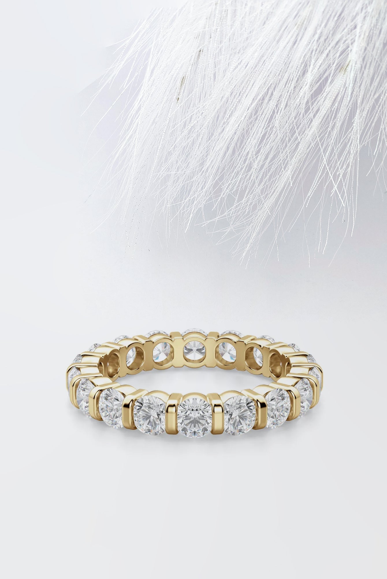Round Cut Moissanite Bar Set Diamond Wedding Band for Her