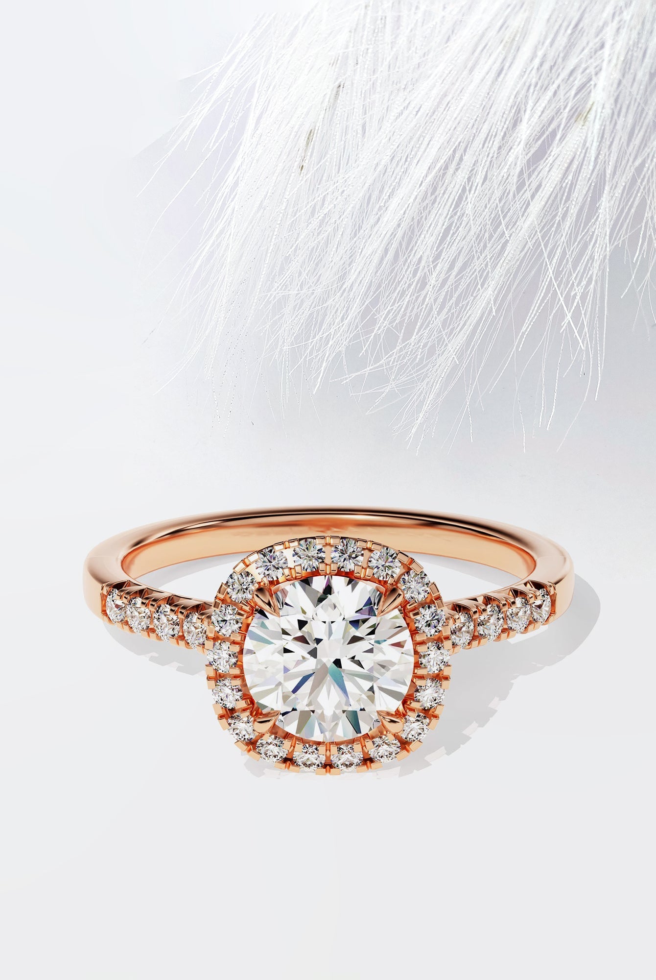 Round Cut Diamond Halo Moissanite Engagement Ring For Women
