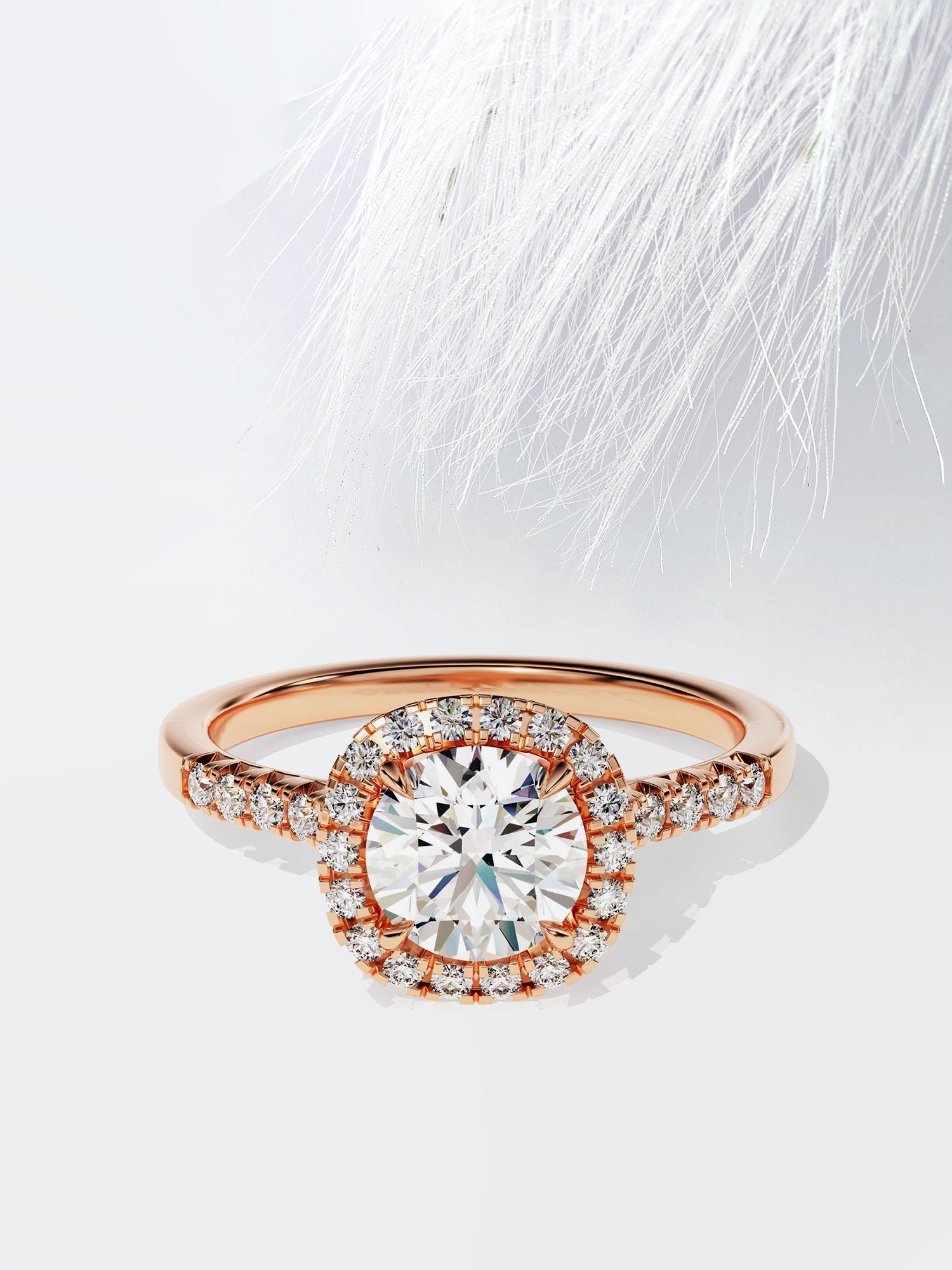 Round Cut Diamond Halo Moissanite Engagement Ring For Women