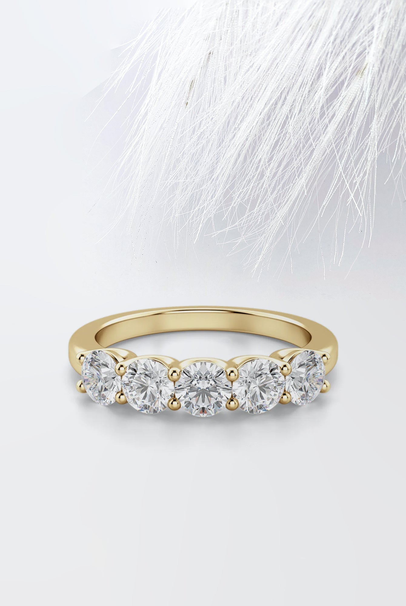 Round Cut Moissanite Five Stone Diamond Wedding Band for Her