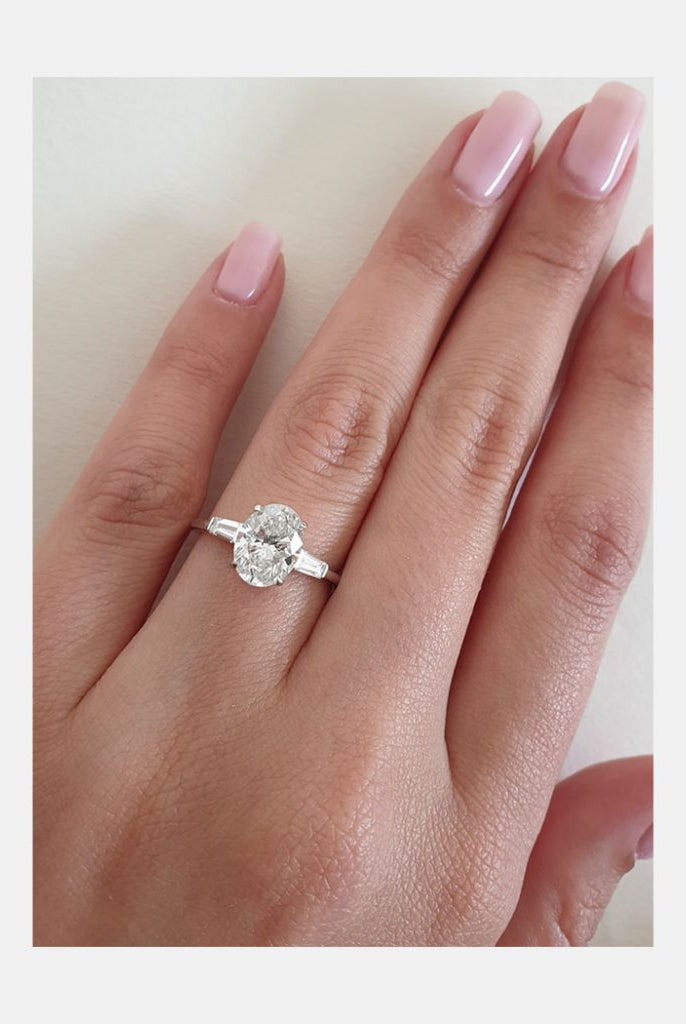 2.0ct Oval Three Stone Moissanite Diamond Solitaire Engagement Ring