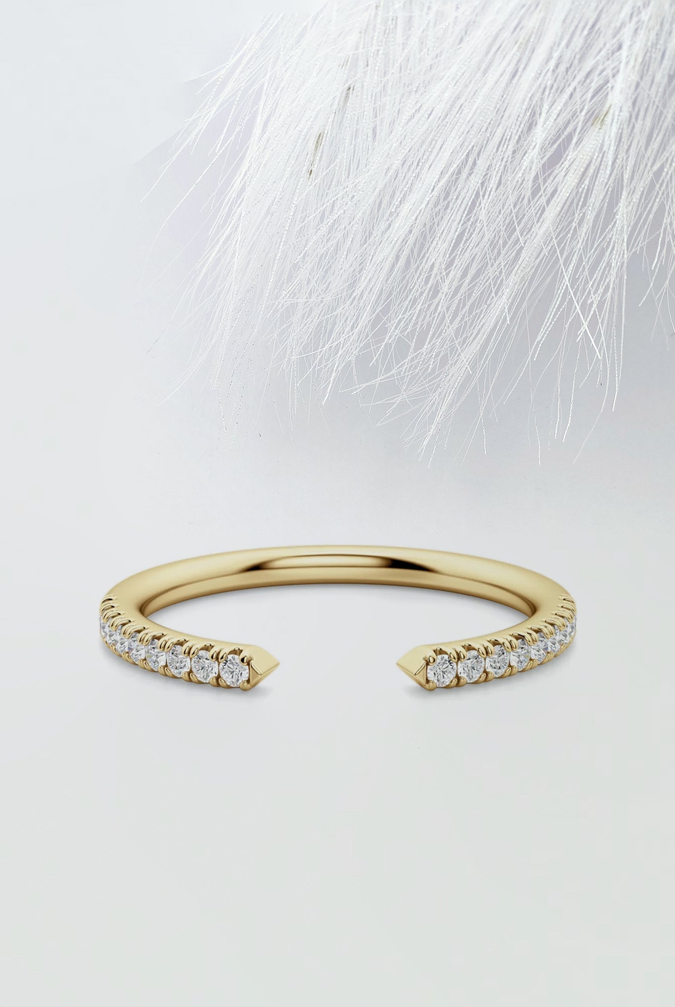 Round Cut Moissanite Open Diamond Wedding Band in Solid Gold