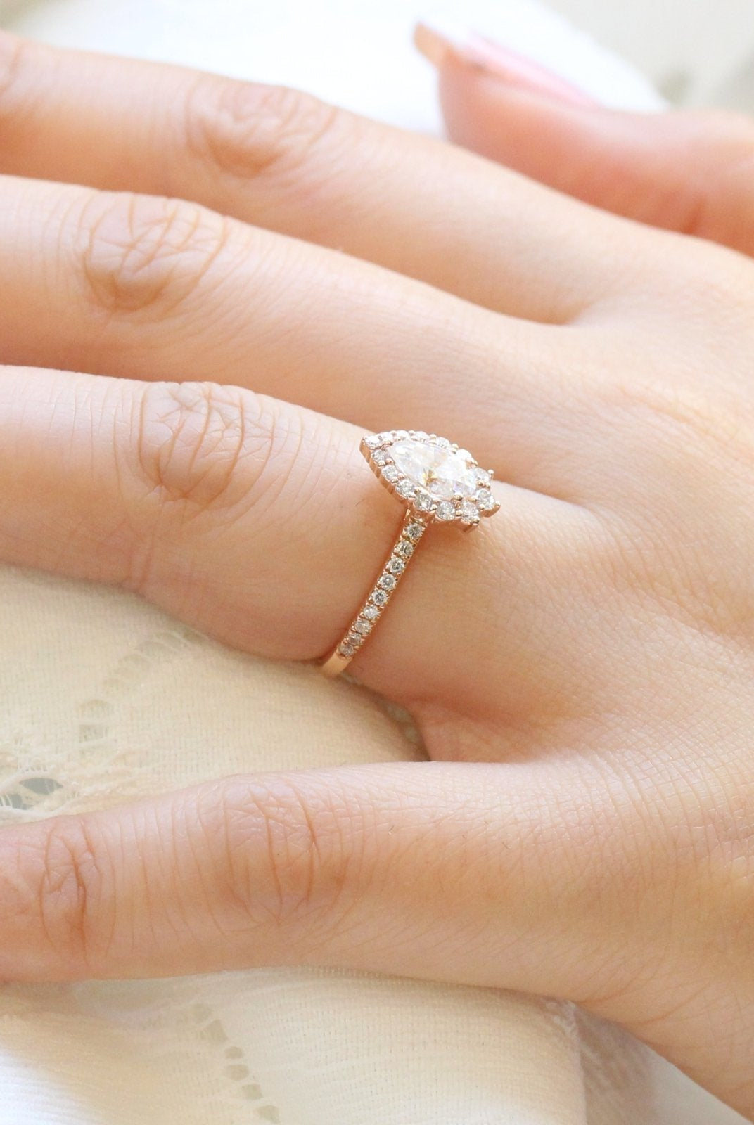 Moissanite wedding jewelry for winter wedding