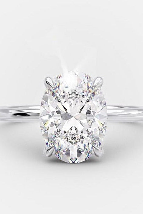 2.0ct Oval Moissanite Diamond Solitaire Engagement Ring For Women In 14K White Gold