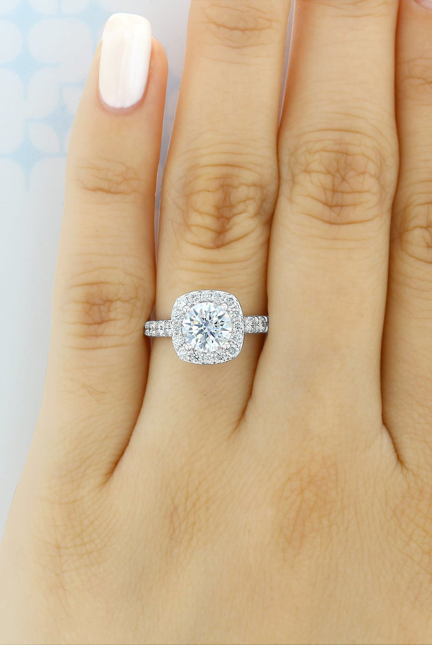 1.20CT Round Halo Moissanite Diamond Pave Engagement Ring For Her