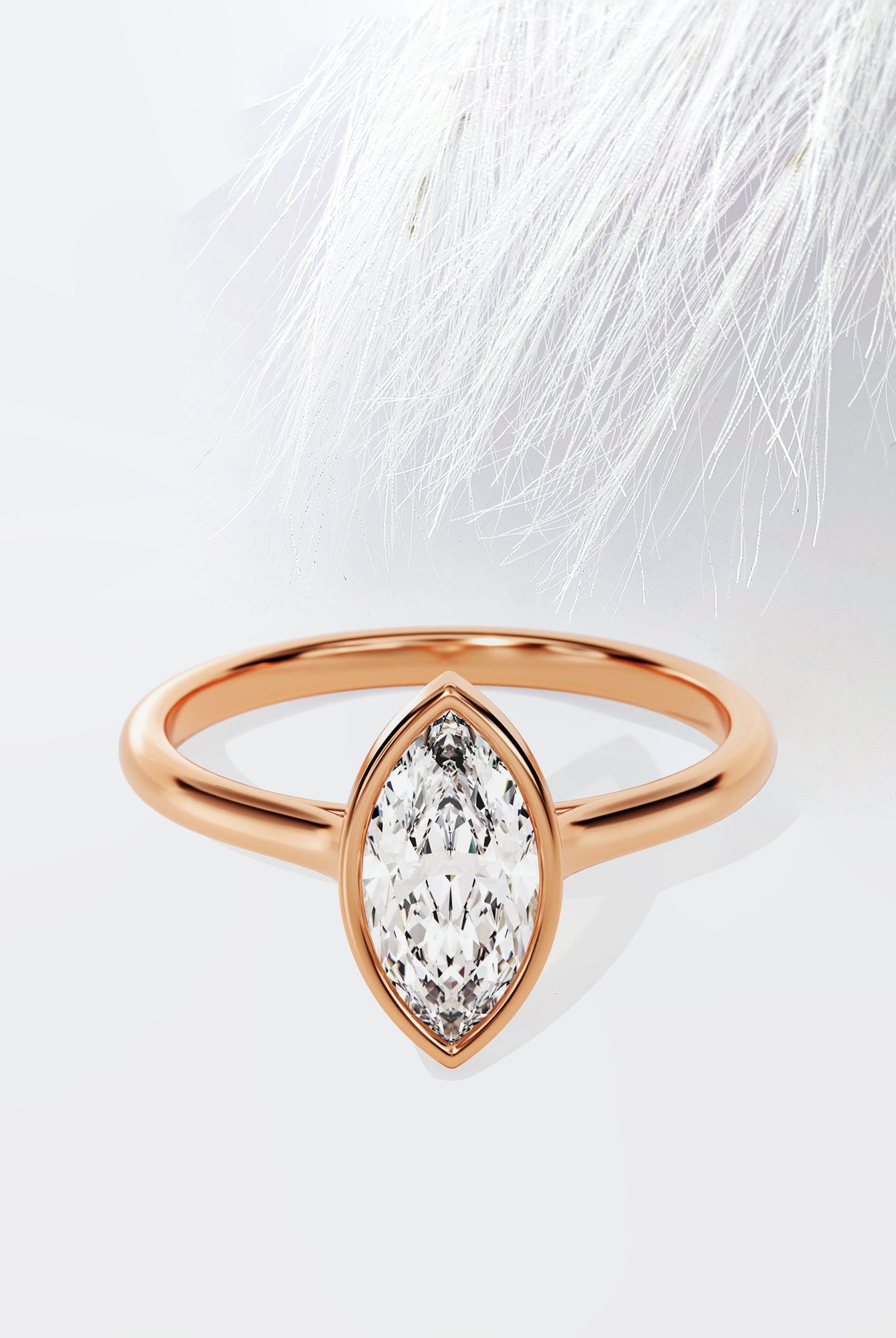 Marquise Cut Moissanite Bezel Set Diamond Engagement Ring For Women