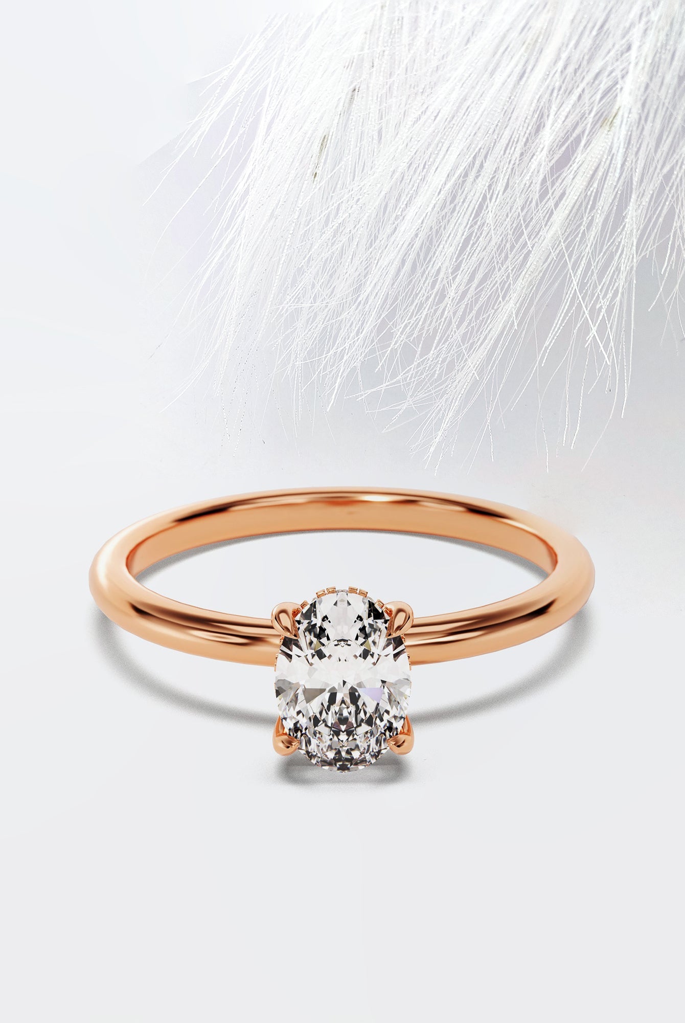 Oval Cut Moissanite Hidden Halo Diamond Engagement Ring For Women