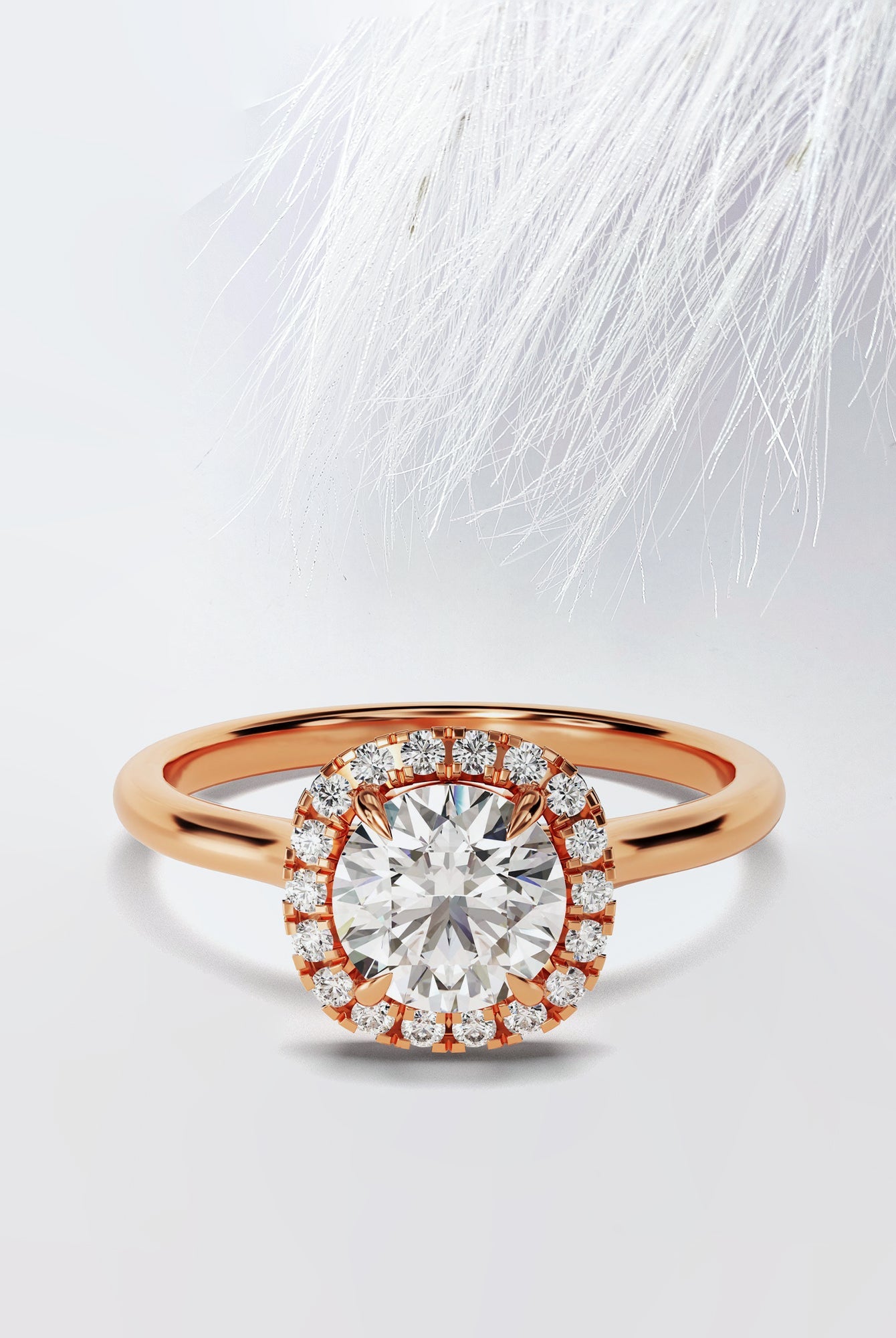 Round Cut Moissanite Diamond Halo Engagement Ring For Her