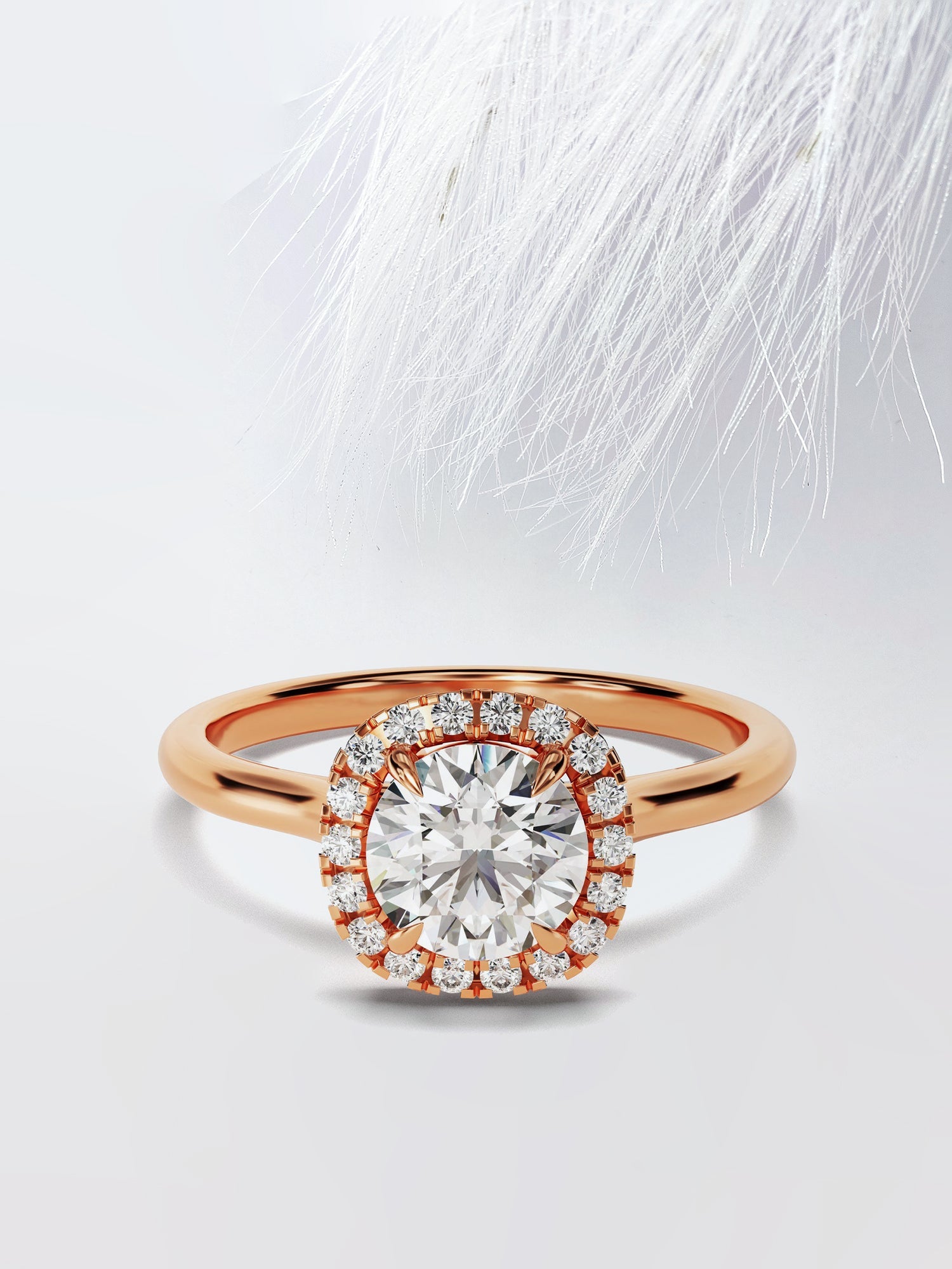 Round Cut Moissanite Diamond Halo Engagement Ring For Her