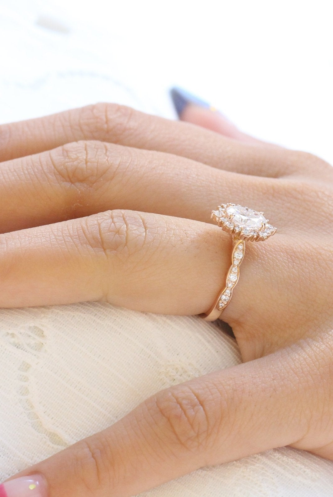 Moissanite wedding jewelry for rustic wedding