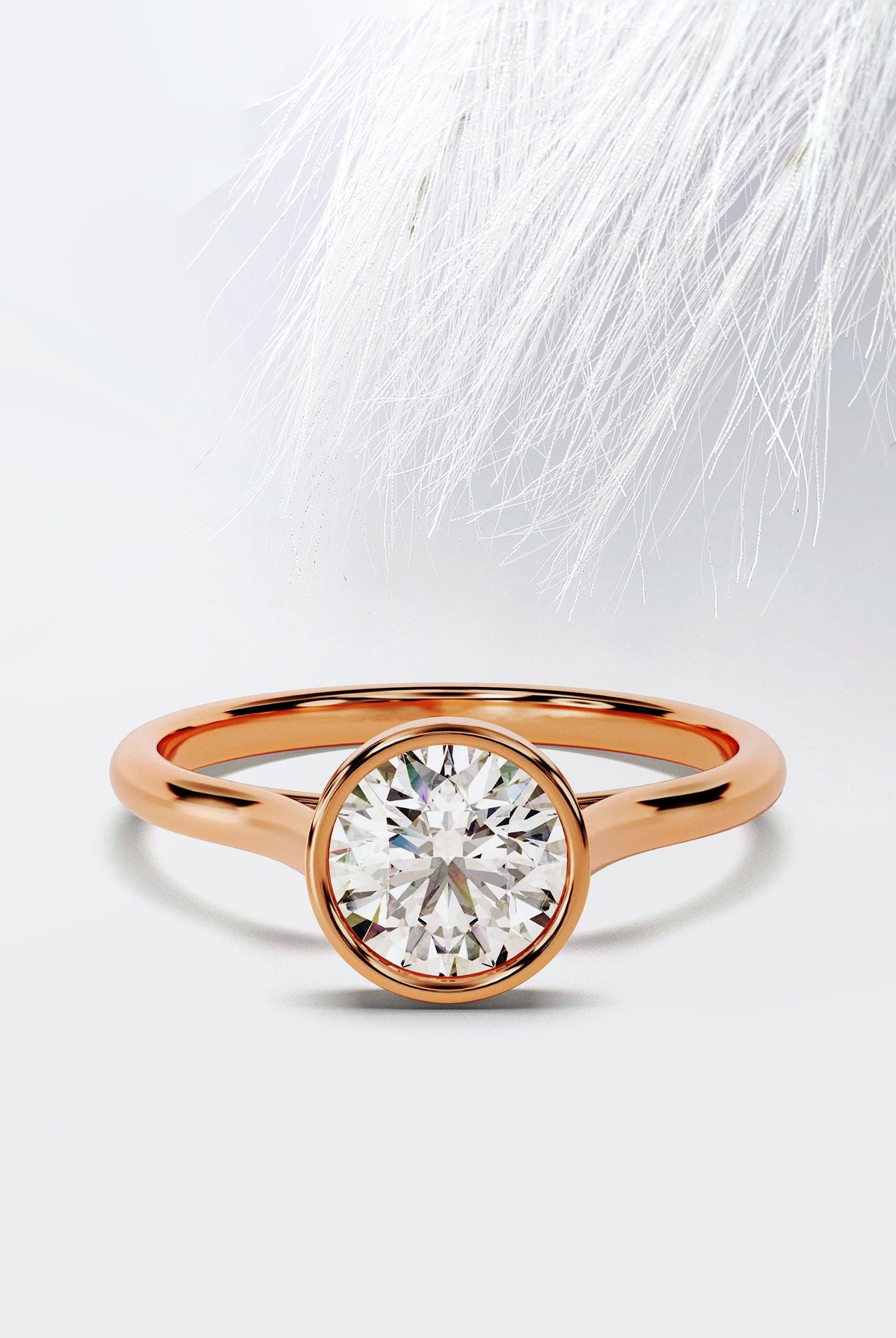 Bezel Set Moissanite Round Cut Diamond Engagement Ring For Women