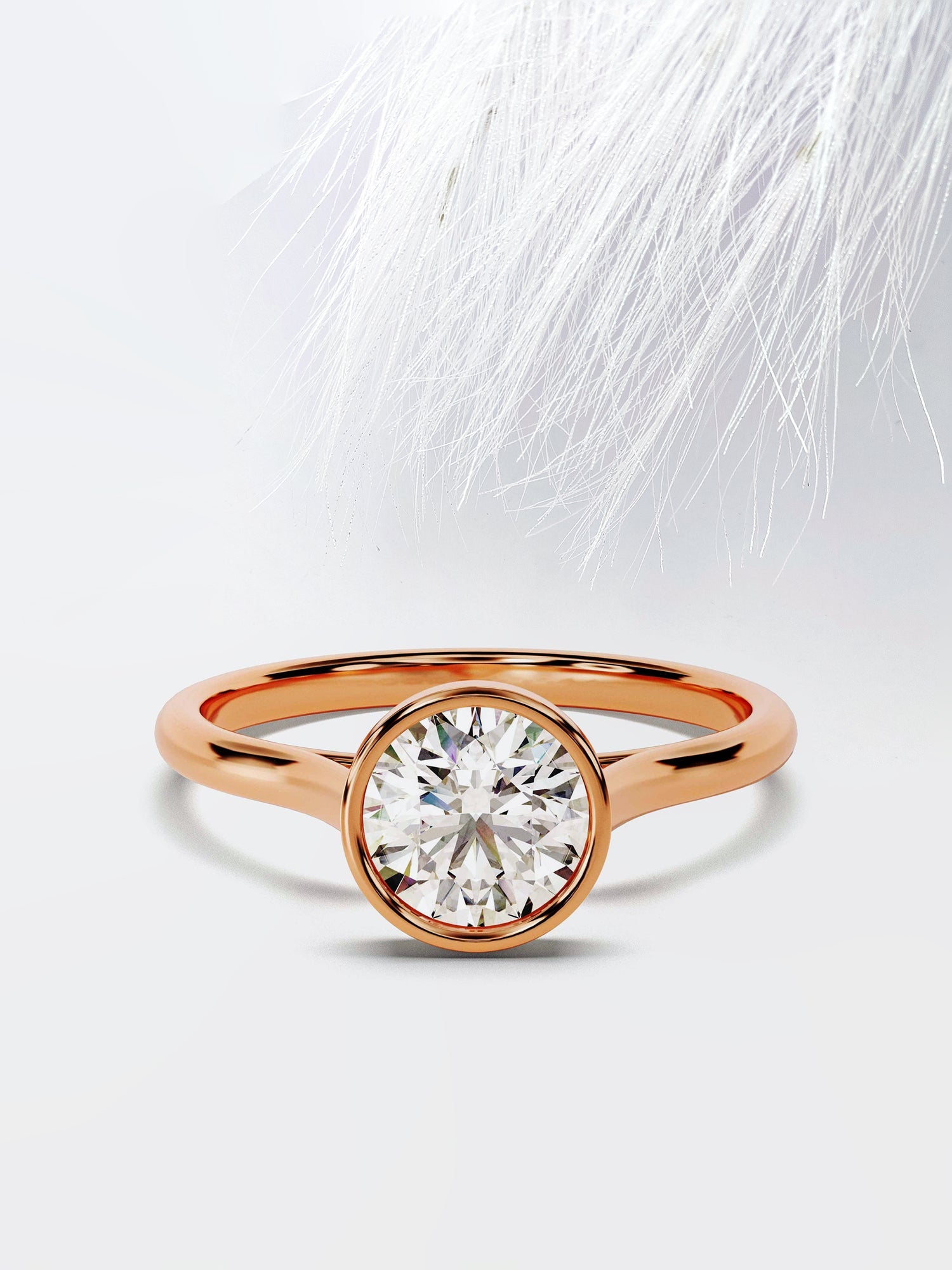 Bezel Set Moissanite Round Cut Diamond Engagement Ring For Women