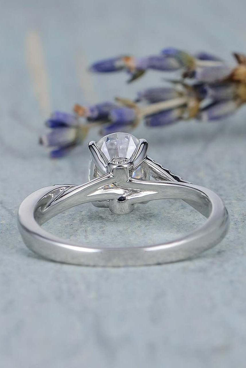 1.50CT Oval Four Prong Moissanite Diamond Infinity Engagement Ring