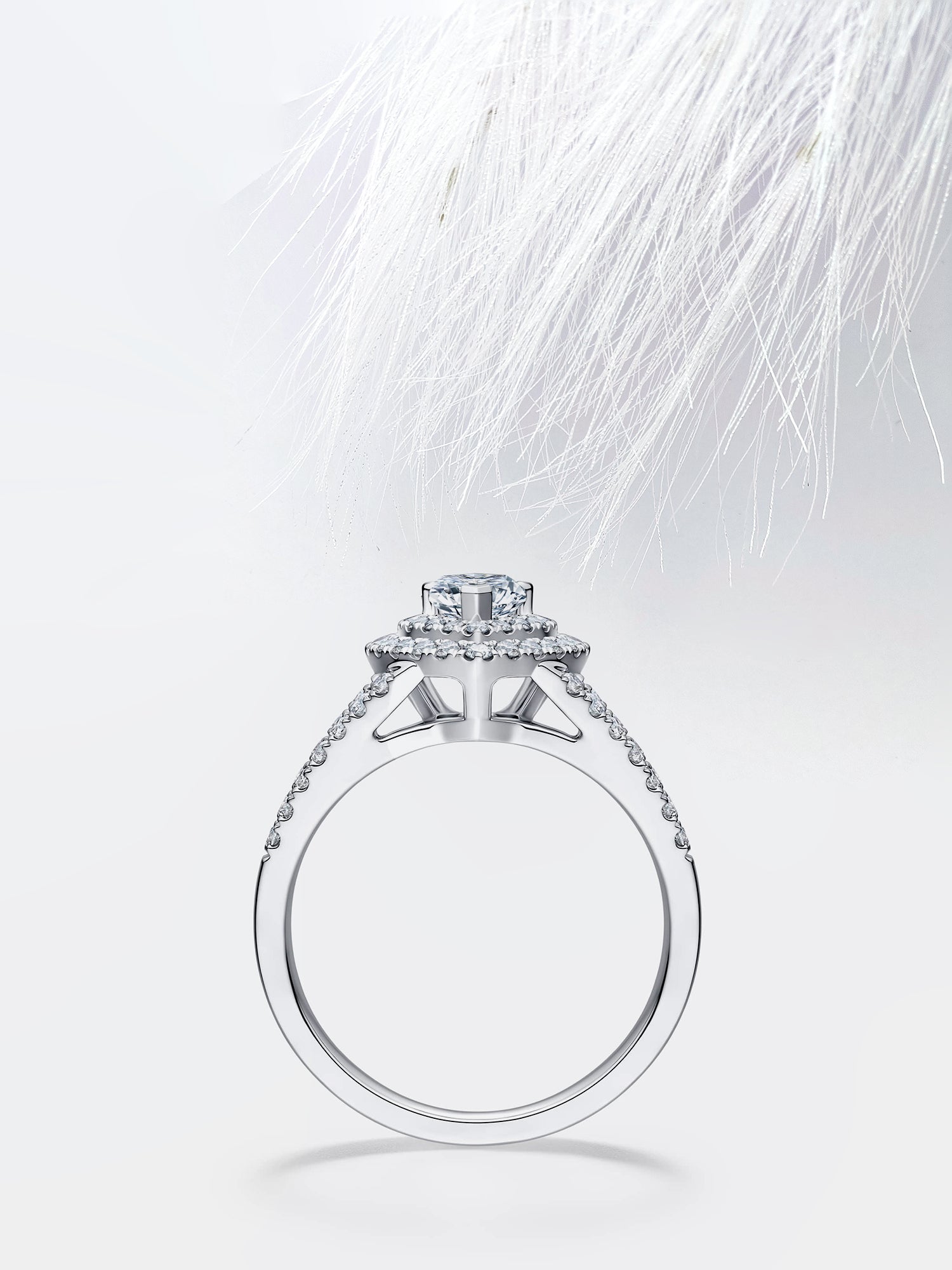 Heart Moissanite Split Shank Diamond Engagement Ring For Women