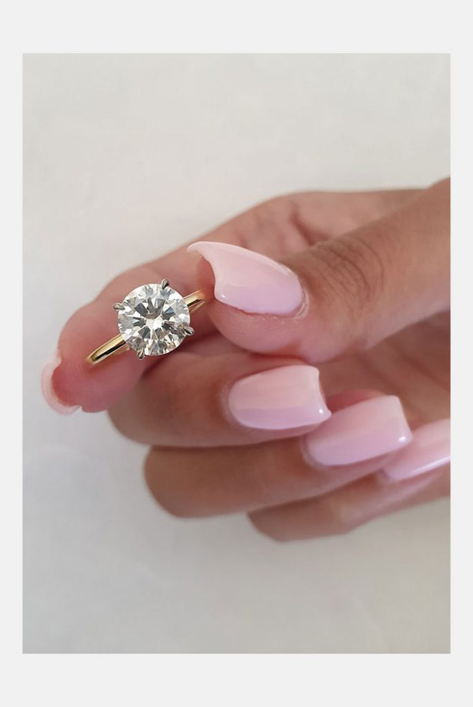 2.0ct Round Two Tone Moissanite Diamond Solitaire Engagement Ring In 14K Solid Gold