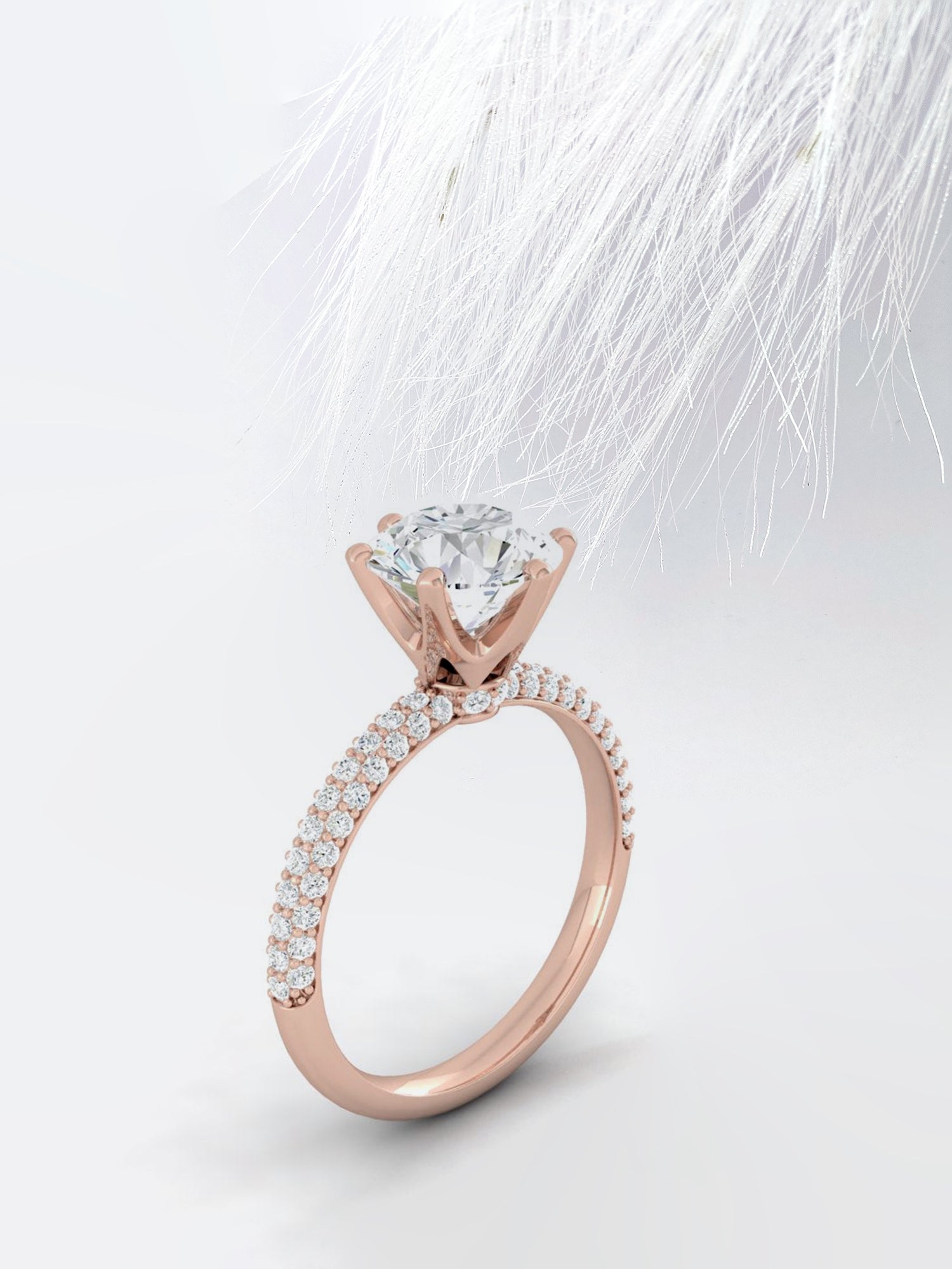 Round Cut Moissanite Pave Diamond Engagement Ring For Women