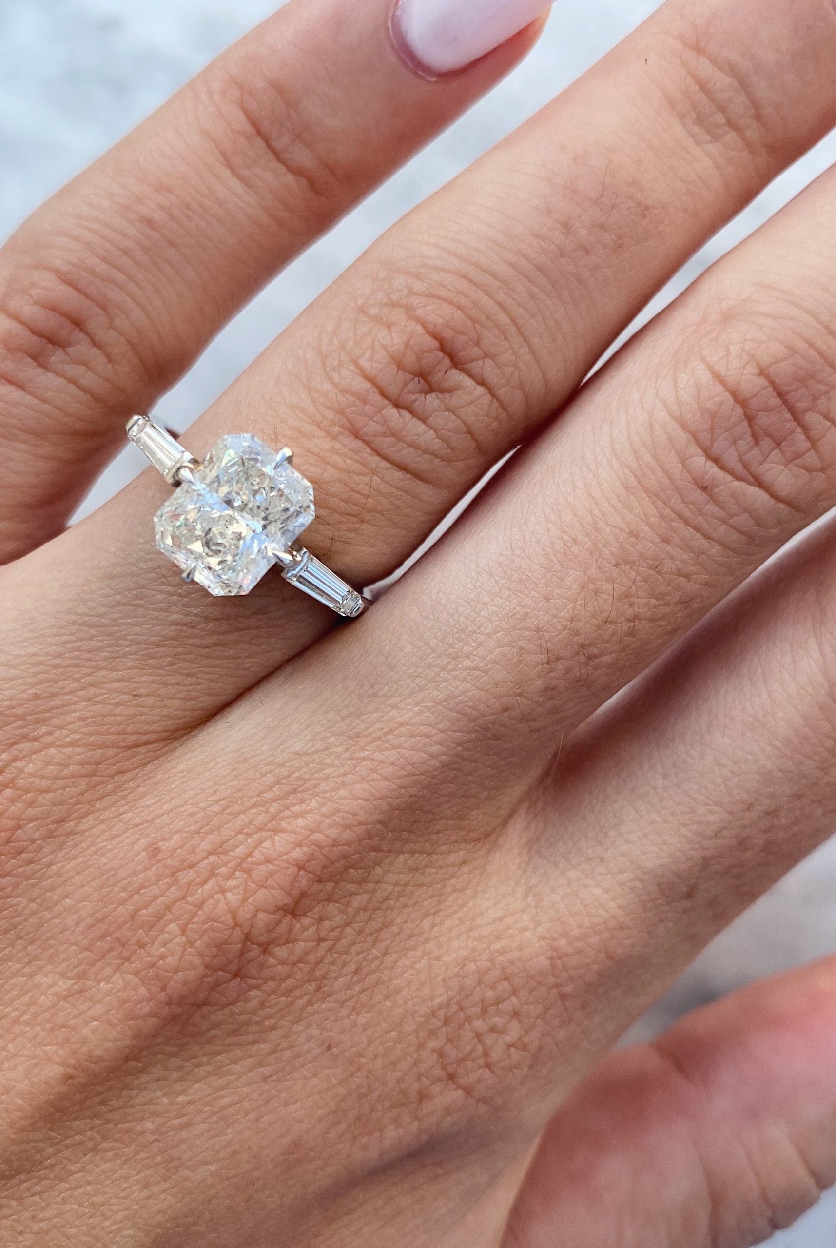 2.02CT Radiant Three Stone Moissanite Diamond Engagement Ring For Her