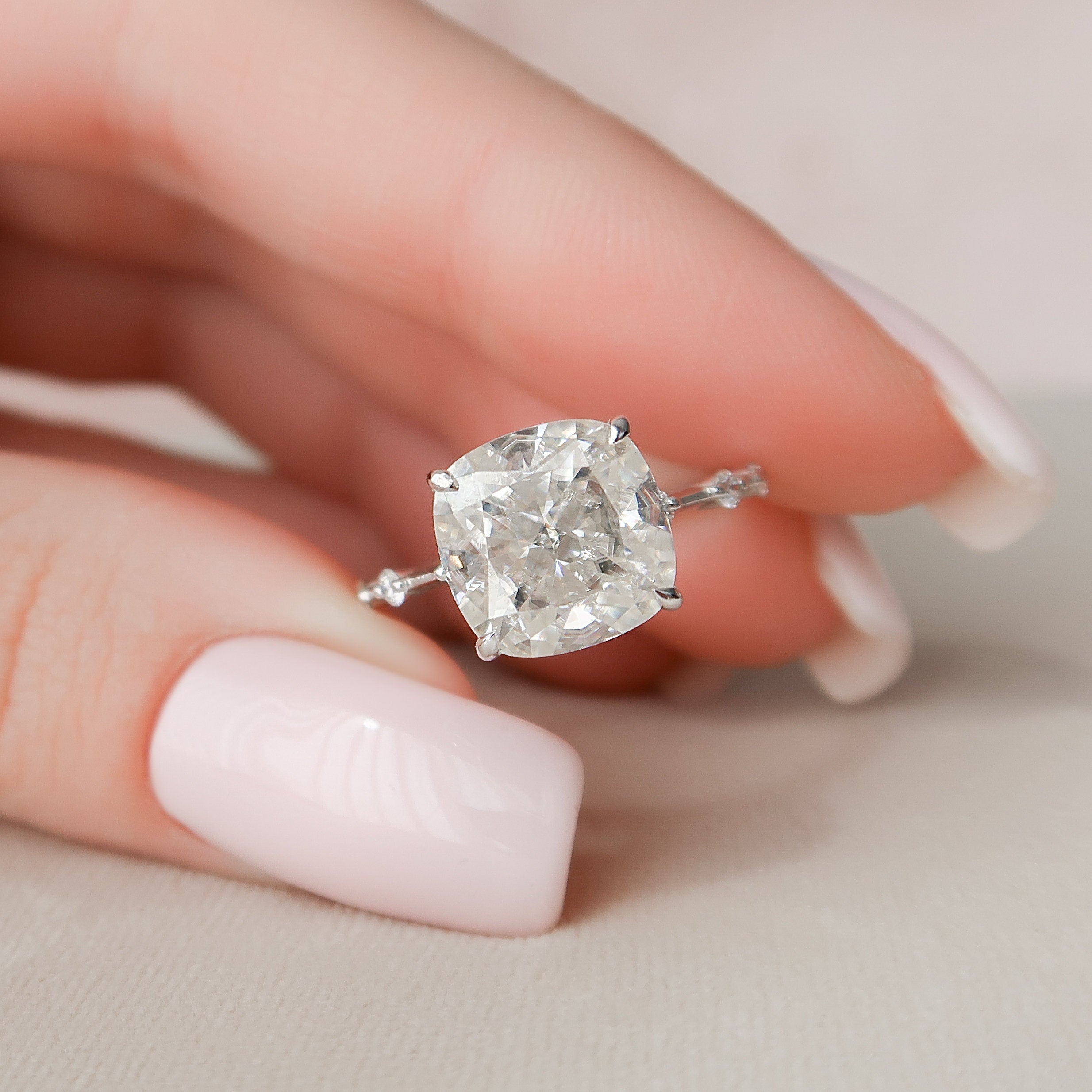 5.0CT Cushion Moissanite Ring