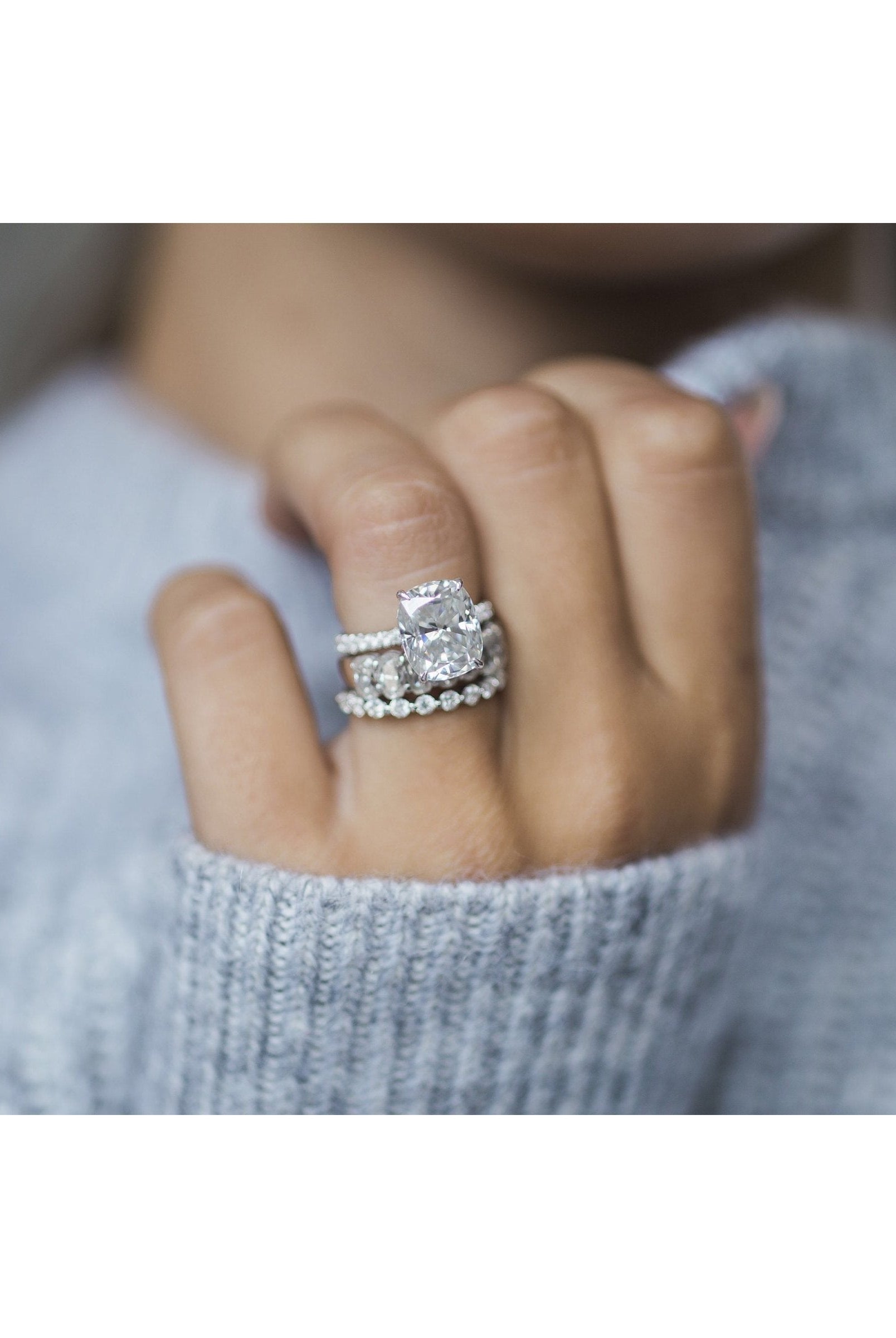 Elongated Cushion Moissanite Ring