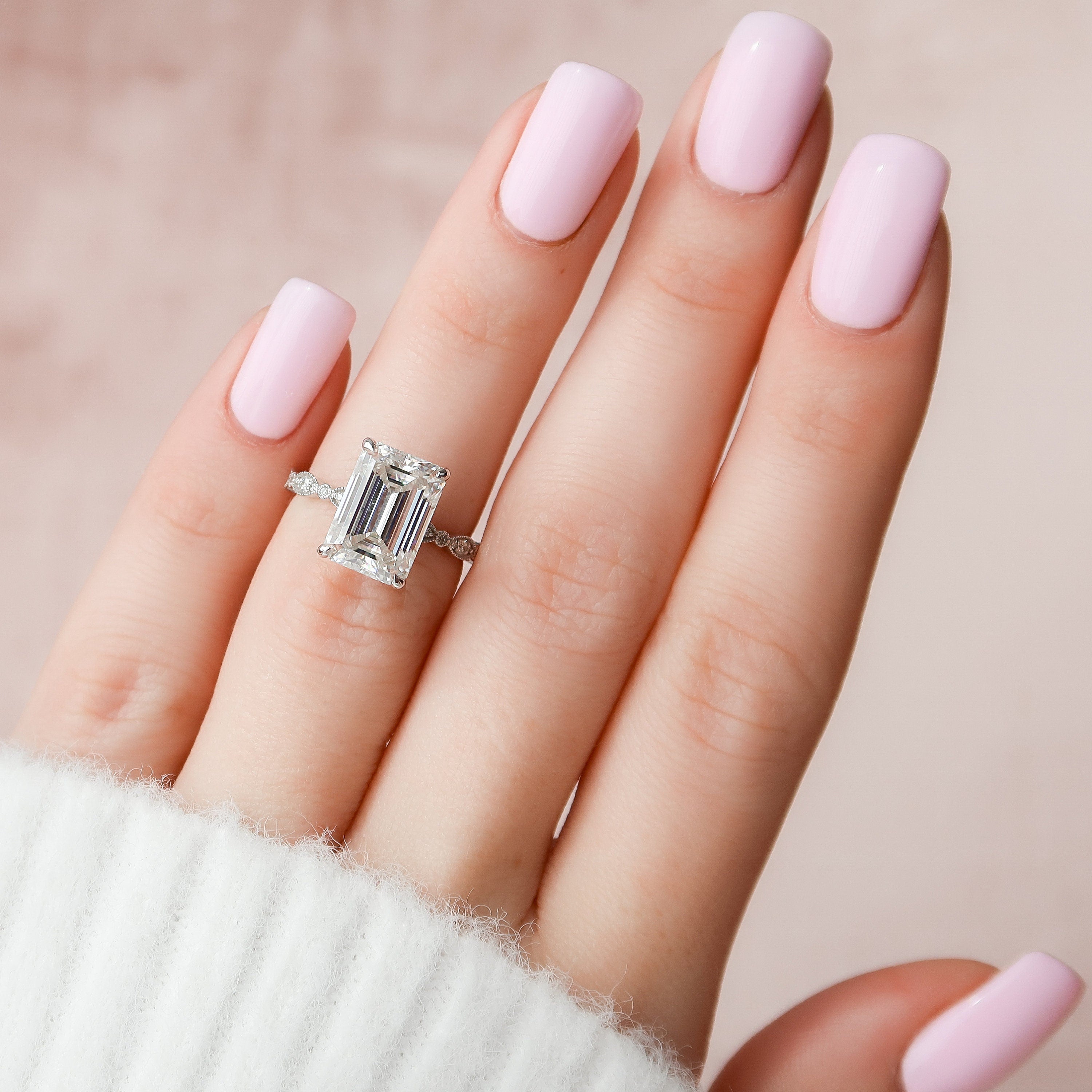 Emerald Cut Moissanite Ring