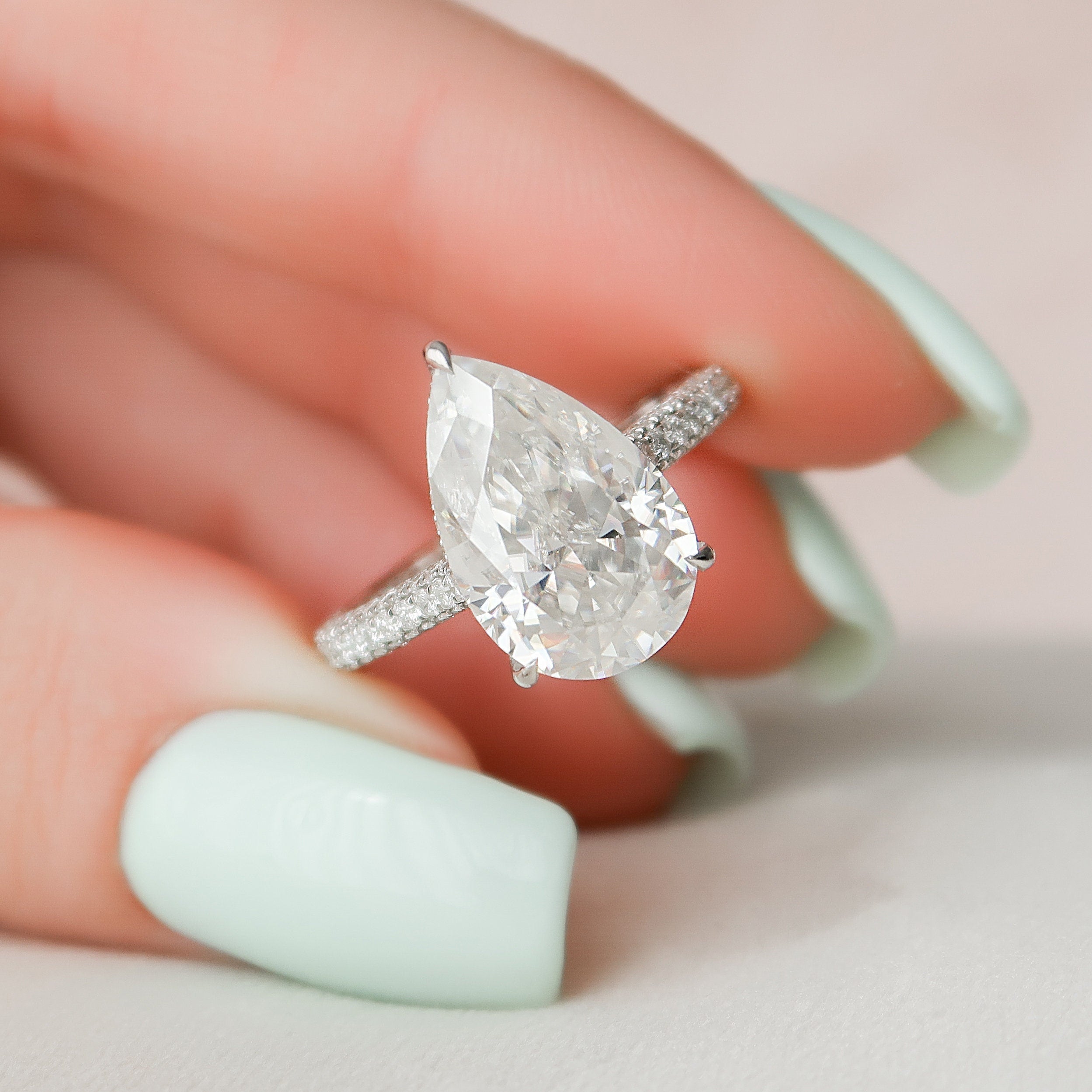 5ct Pear Moissanite Ring