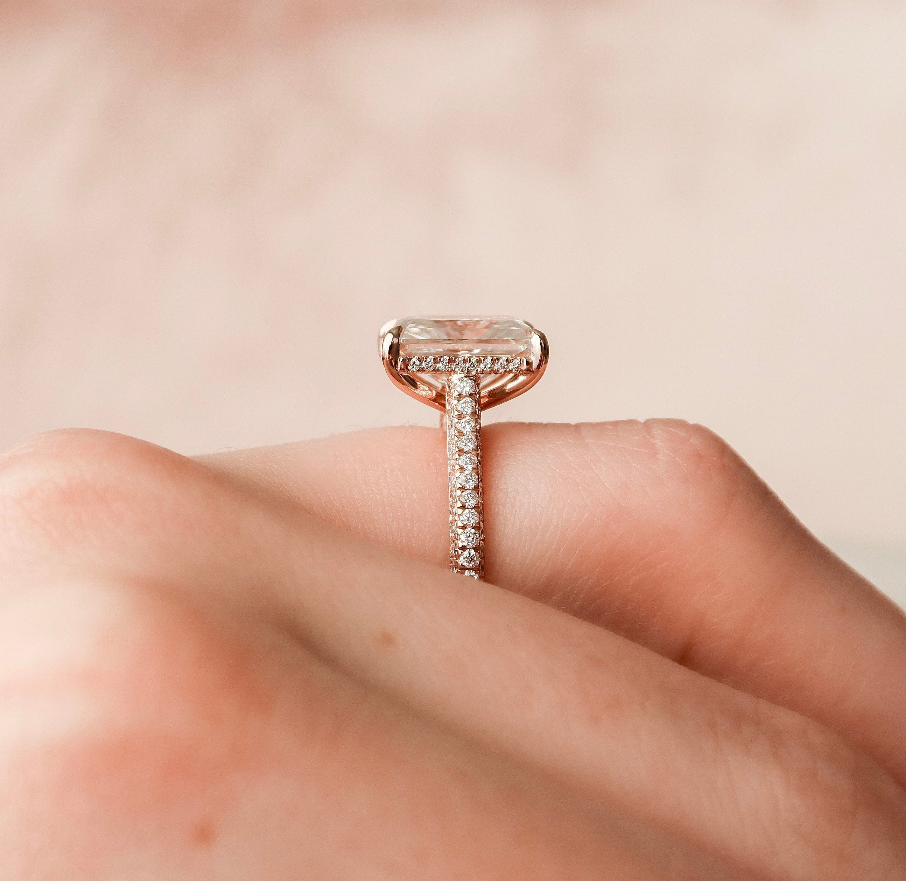 Three Sided Pave Engagement Ring