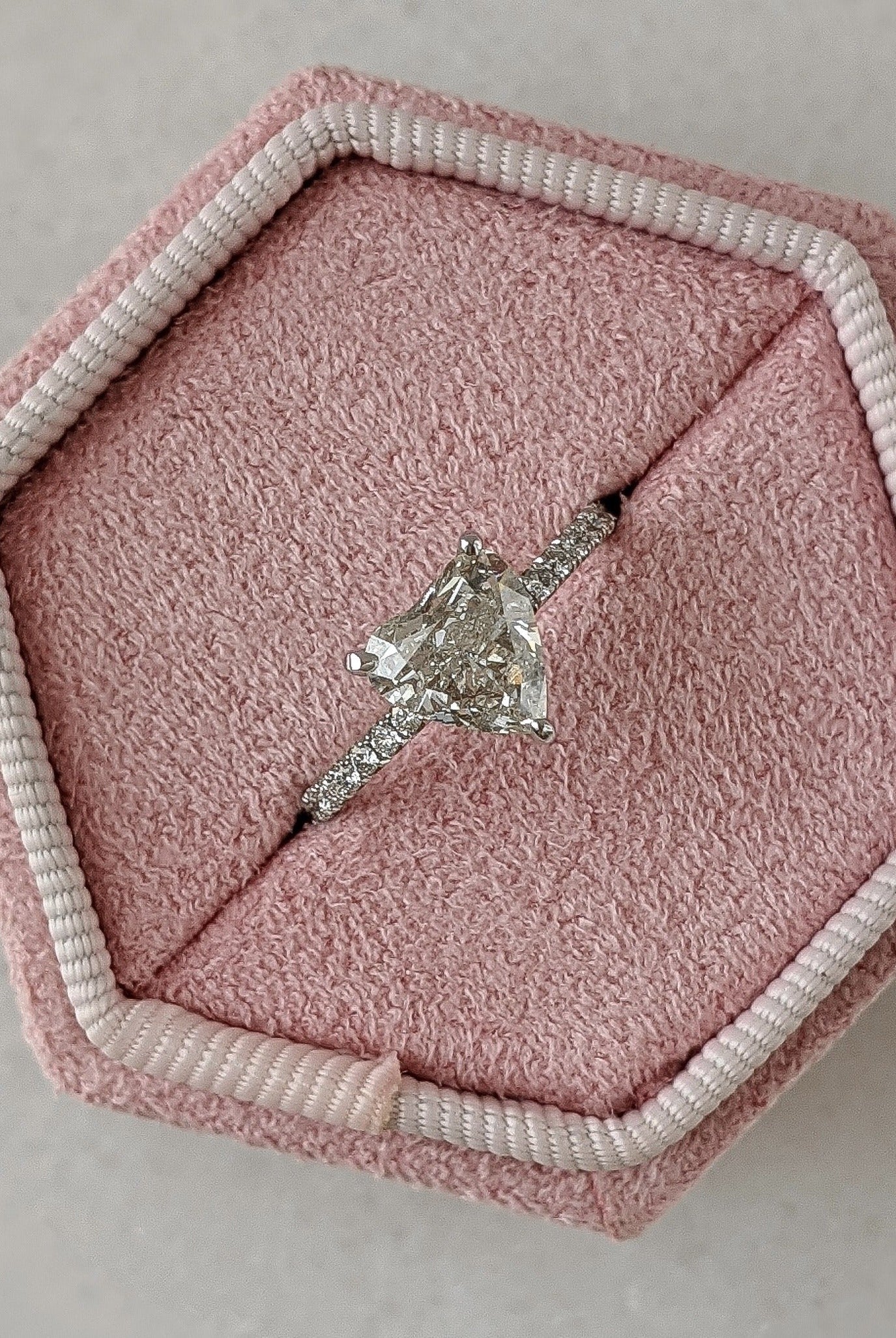 1.09CT Heart Pave Moissanite Diamond Three Prong Engagement Ring