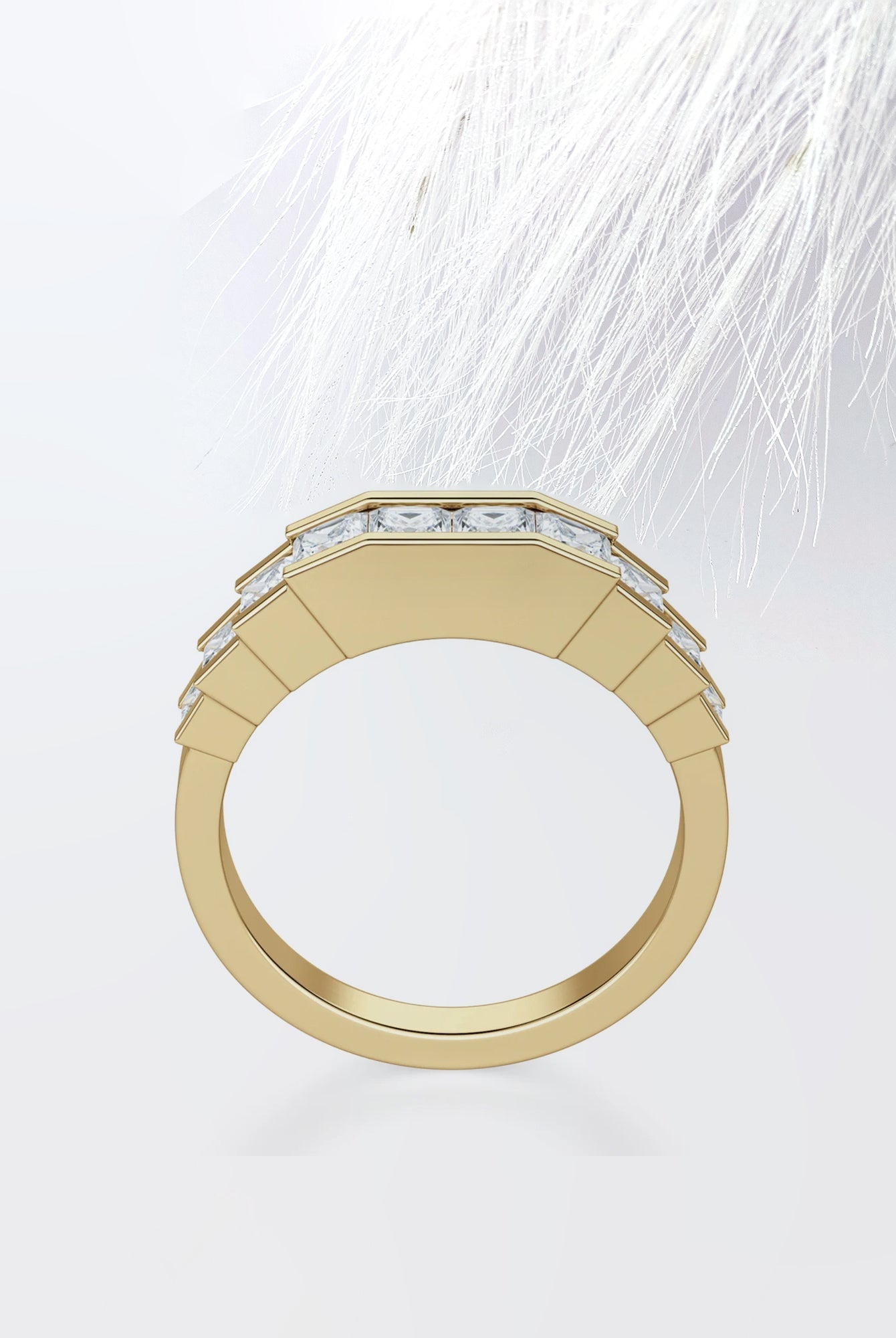 Princess Cut Moissanite Channel Set Diamond Wedding Band
