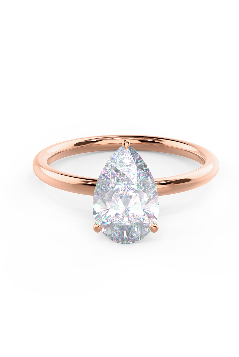2.0ct Three Prong Pear Moissanite Diamond Solitare Engagement Ring For Her