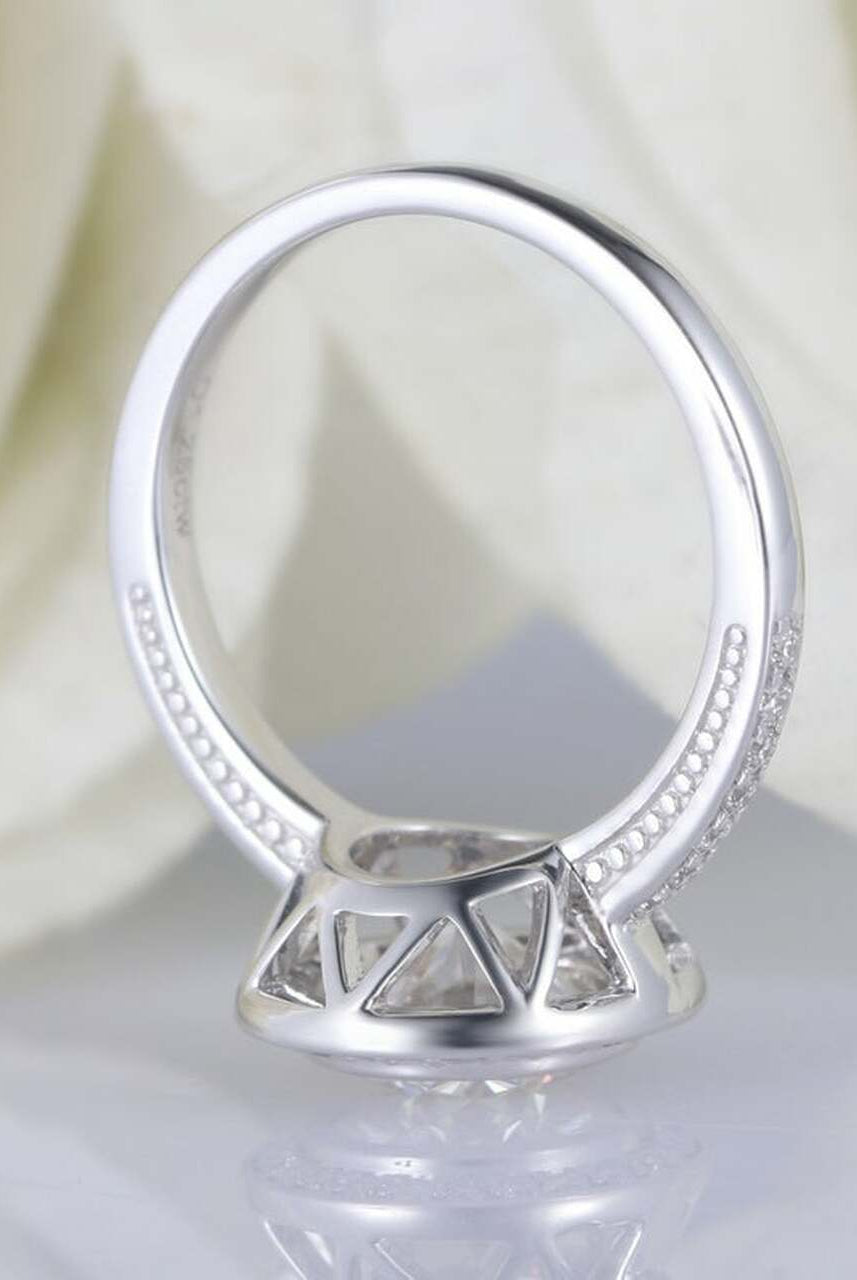 1.5CT Round Halo Moissanite Diamond Pave Engagement Ring In 14K White Gold