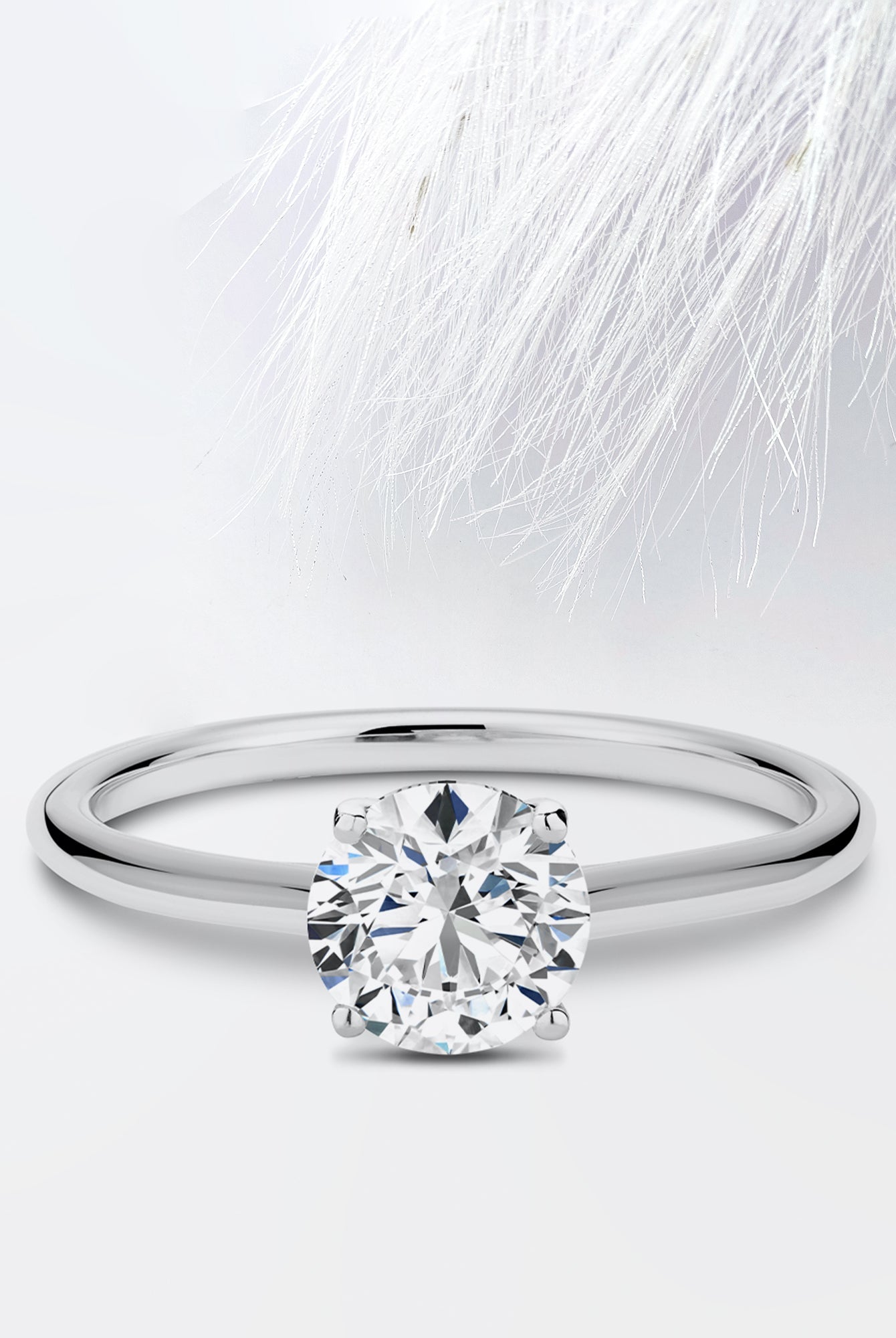 Round Diamond Cathedral Moissanite Engagement Ring For Women