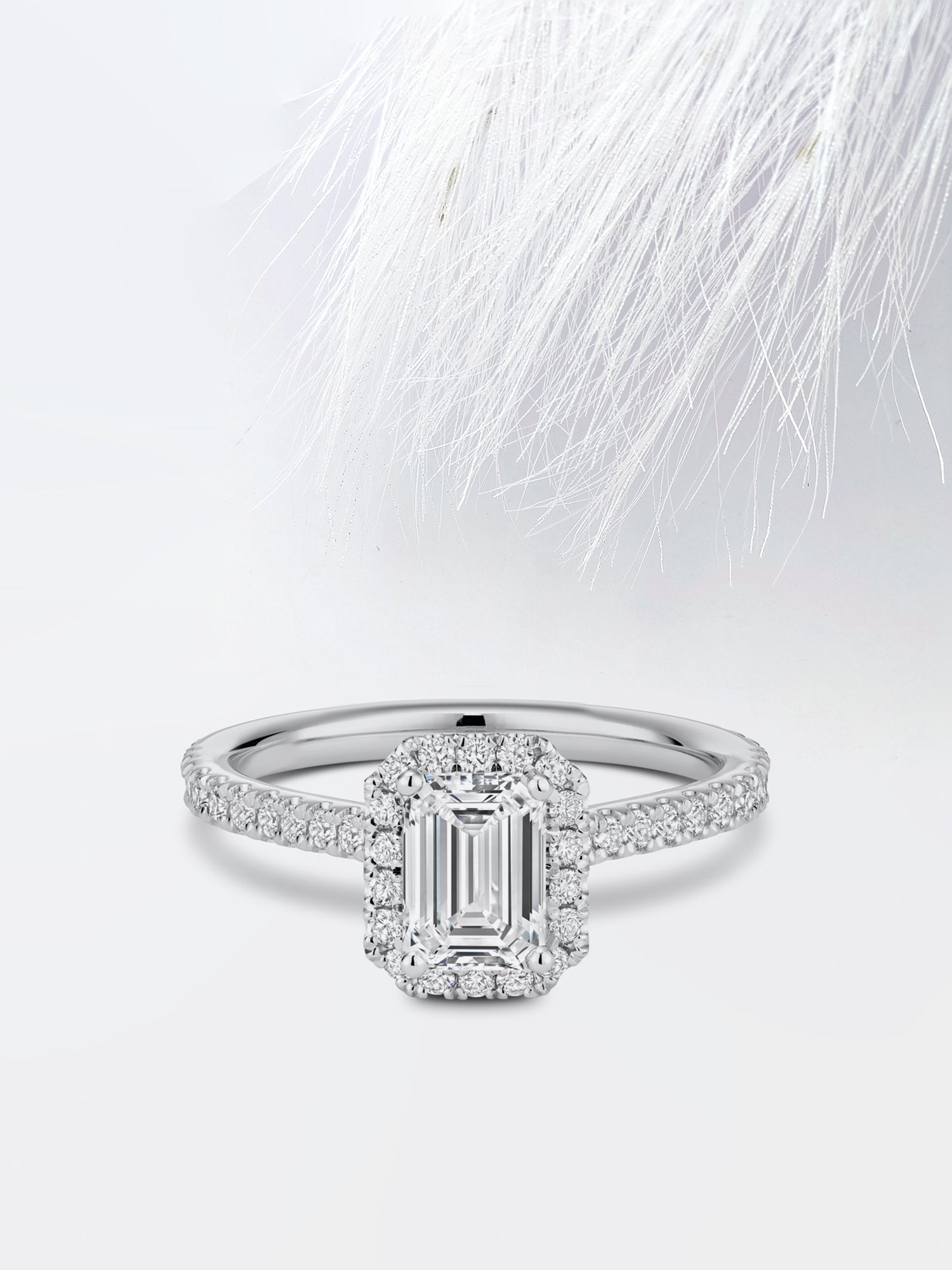 Emerald Cut Moissanite Halo Diamond Engagement Ring For Women