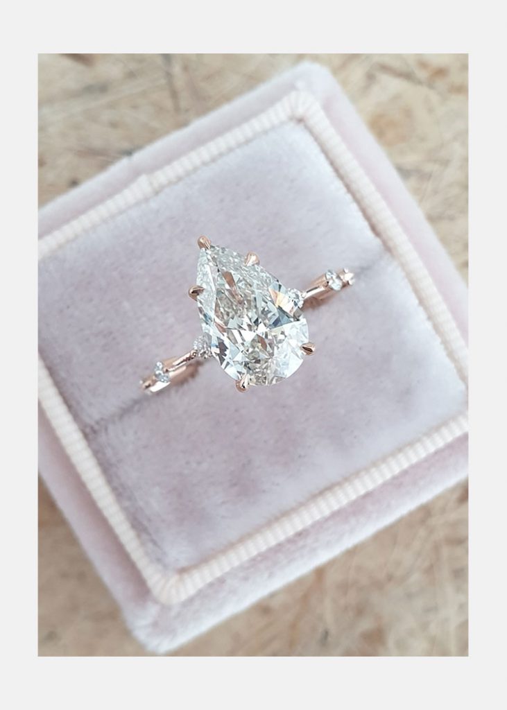 2.50ct Pear Petite Pave Moissanite Diamond Engagement Ring For Her In 14K Solid Gold