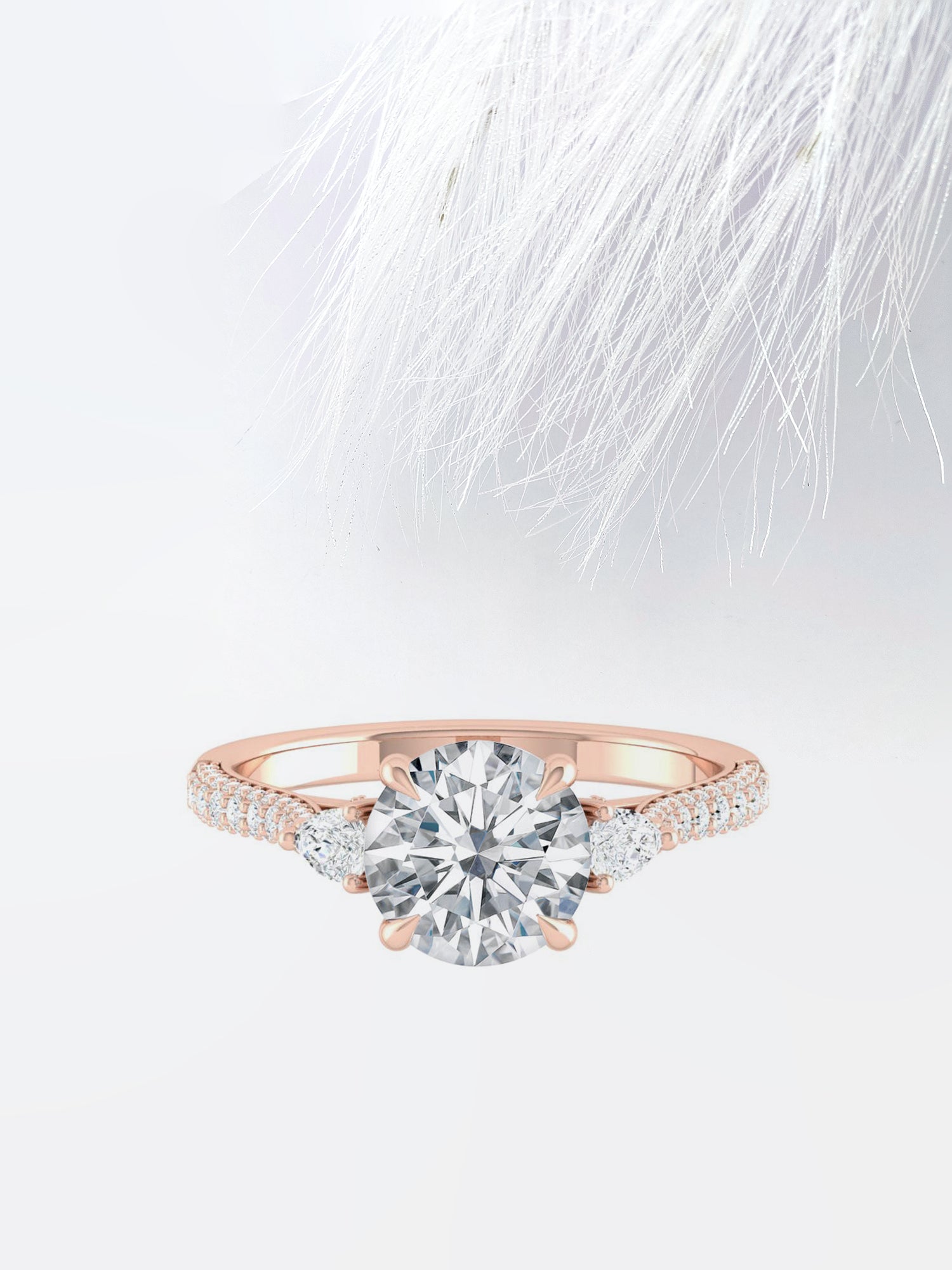 Round Cut Diamond Pave Moissanite Engagement Ring For Women