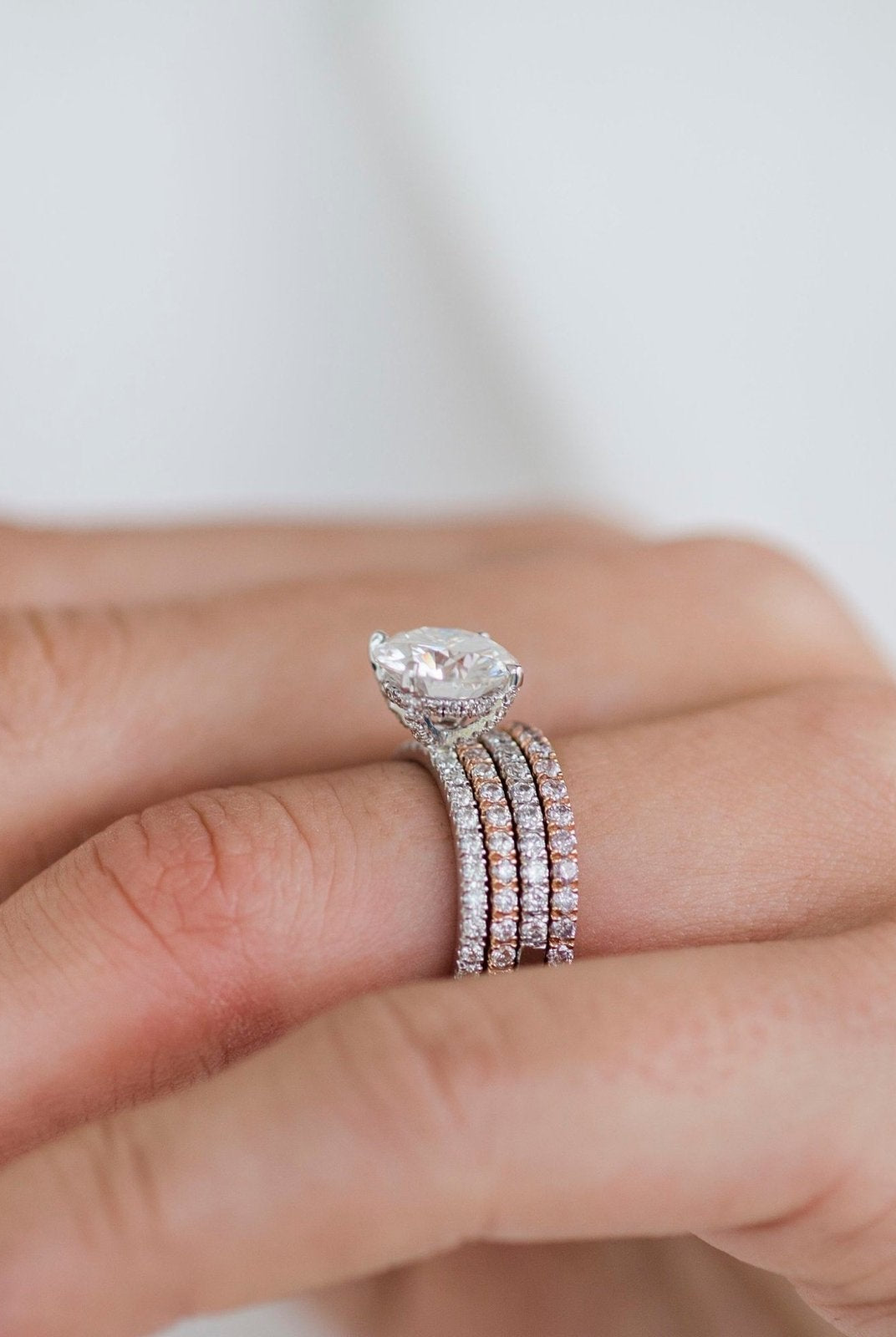 Industrial style moissanite rings