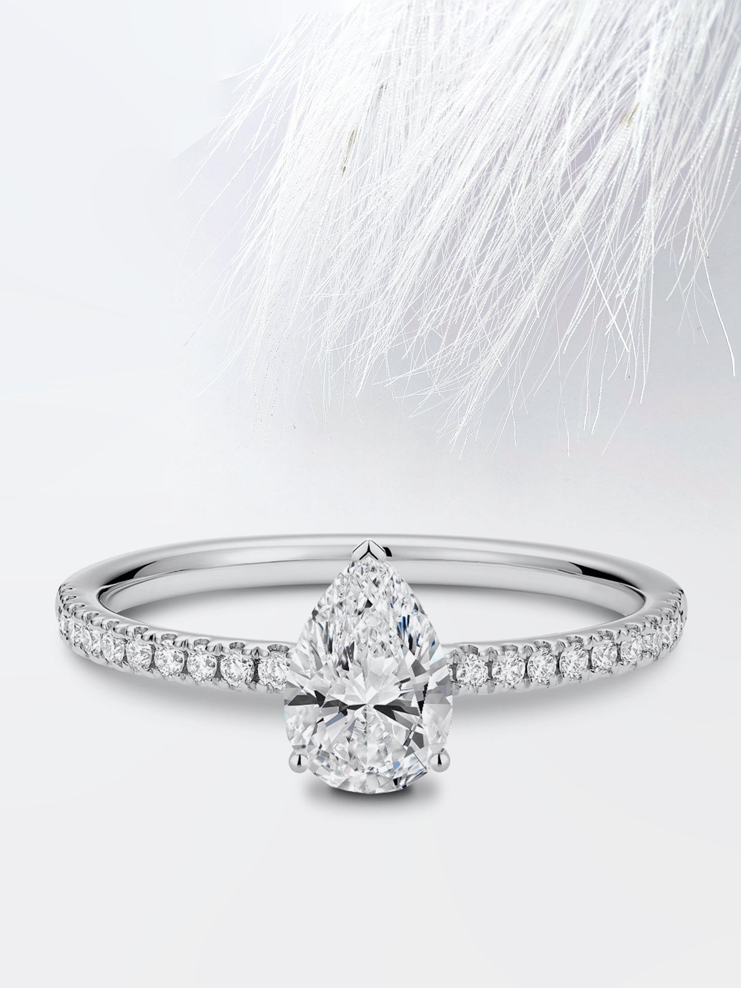 Pear Diamond Pave Moissanite Engagement Ring For Women